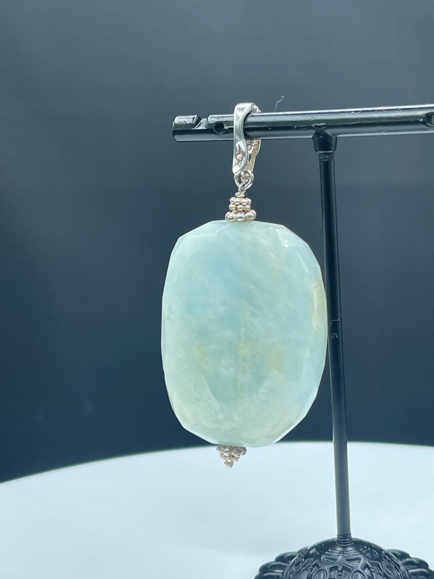 Natural Milky Aquamarine Sterling Silver Enhancer Bail Pendant (150 carats +)