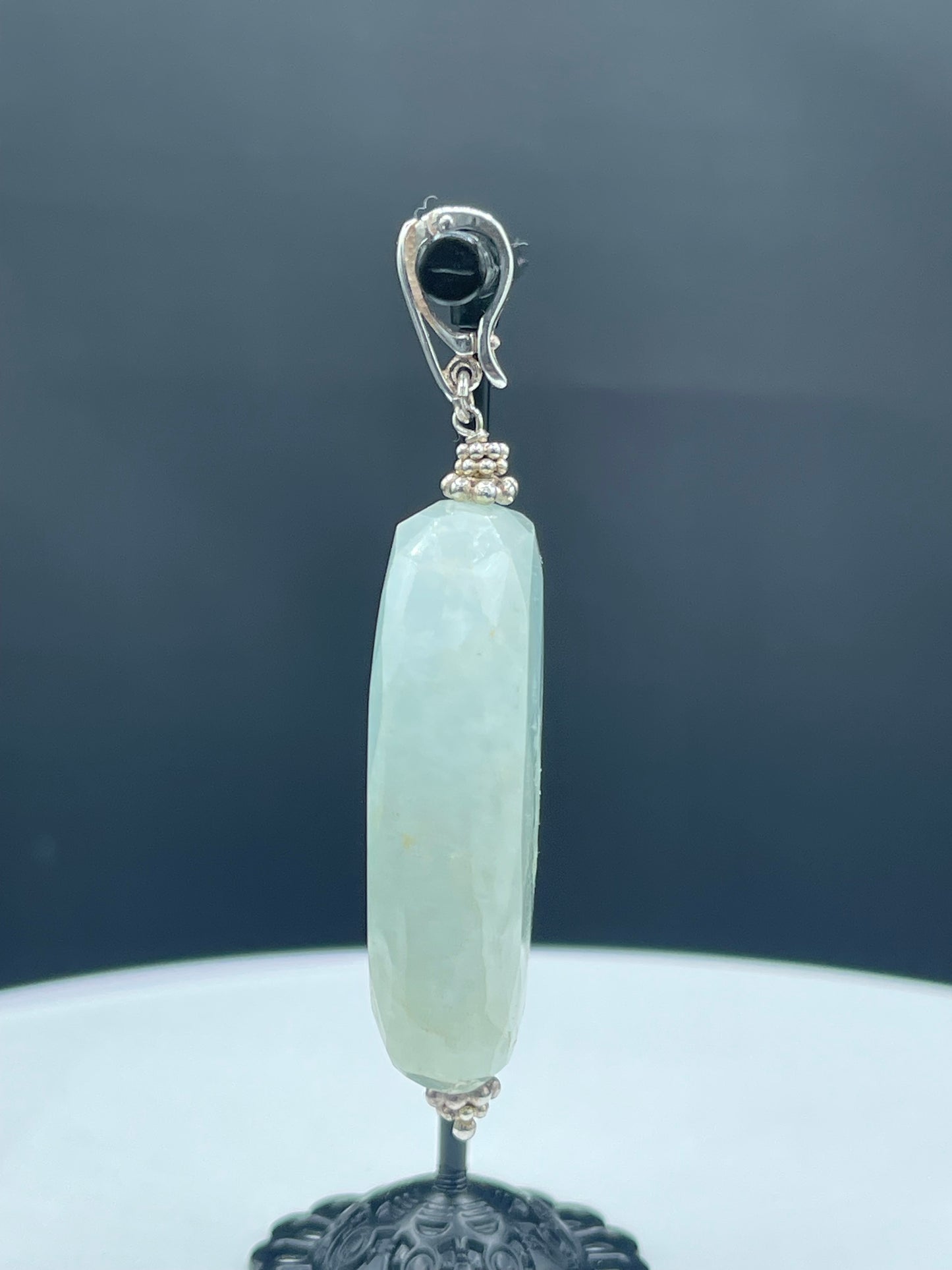 Natural Milky Aquamarine Sterling Silver Enhancer Bail Pendant (150 carats +)