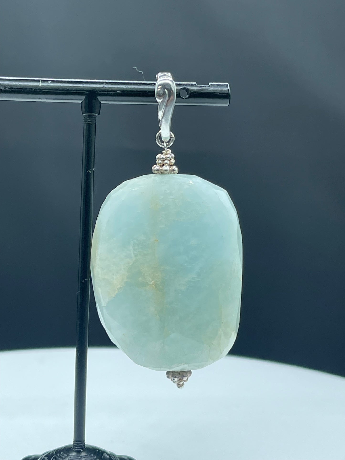 Natural Milky Aquamarine Sterling Silver Enhancer Bail Pendant (150 carats +)