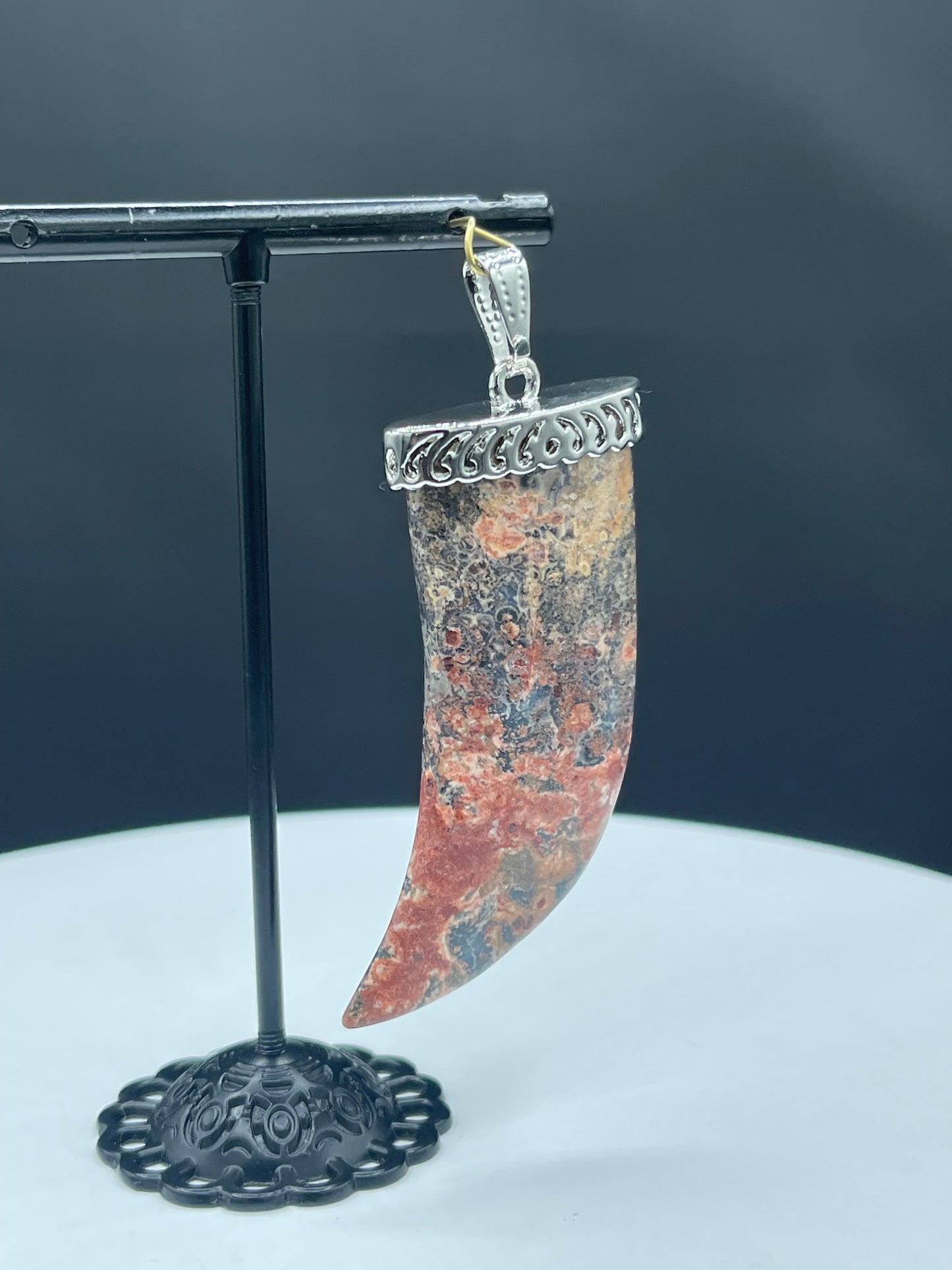 Unique Tiger Claw Shaped Natural Jasper Large Sterling Silver Artisan Pendant