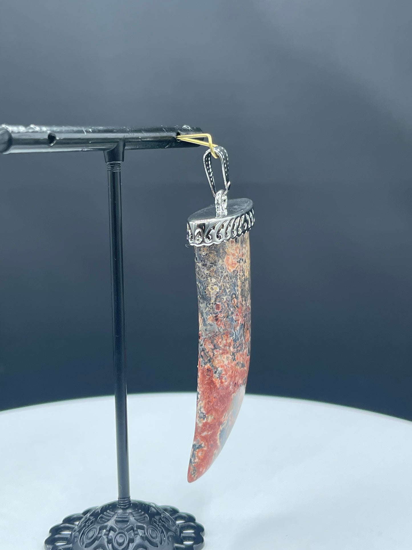 Unique Tiger Claw Shaped Natural Jasper Large Sterling Silver Artisan Pendant