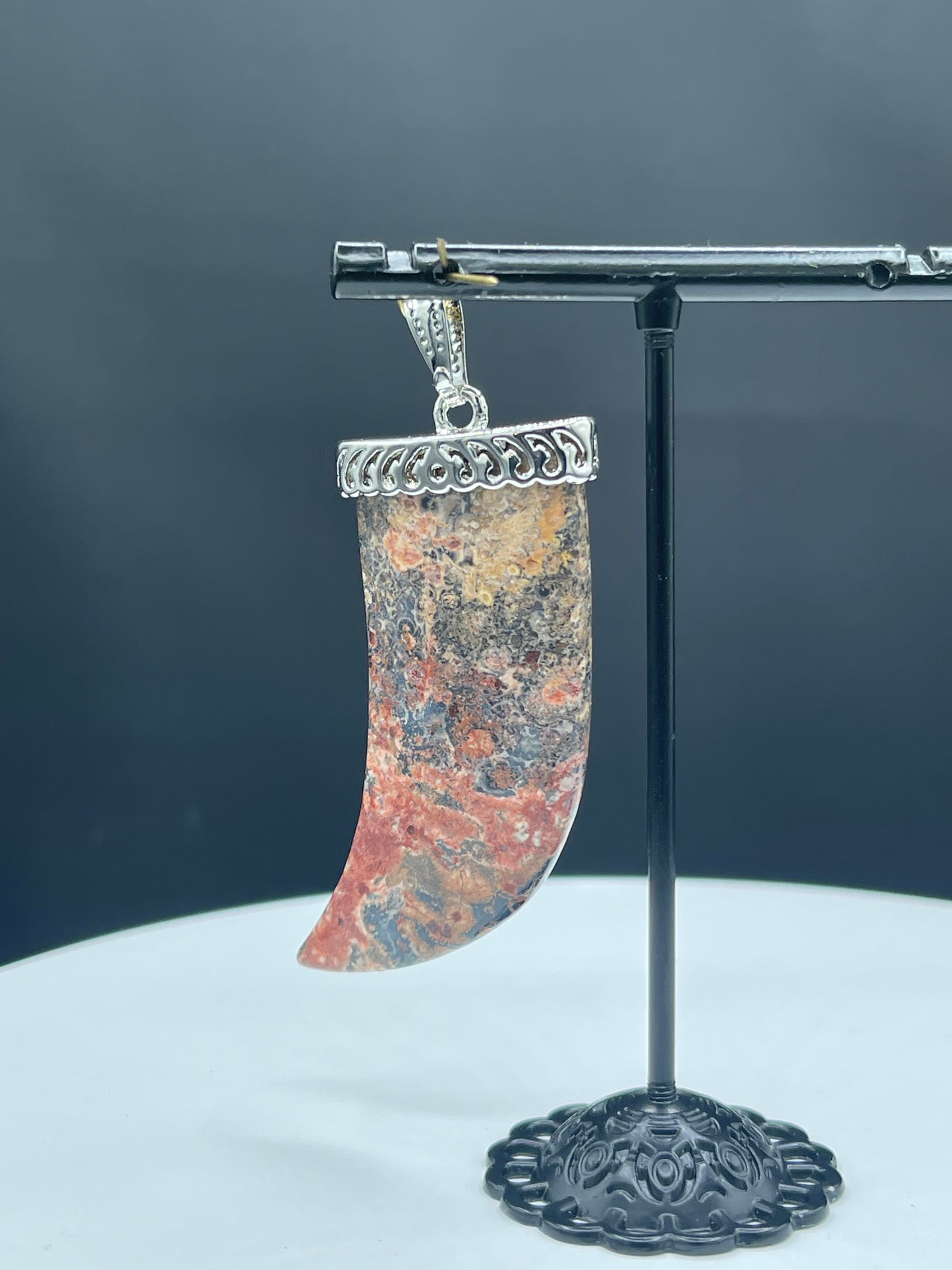 Unique Tiger Claw Shaped Natural Jasper Large Sterling Silver Artisan Pendant