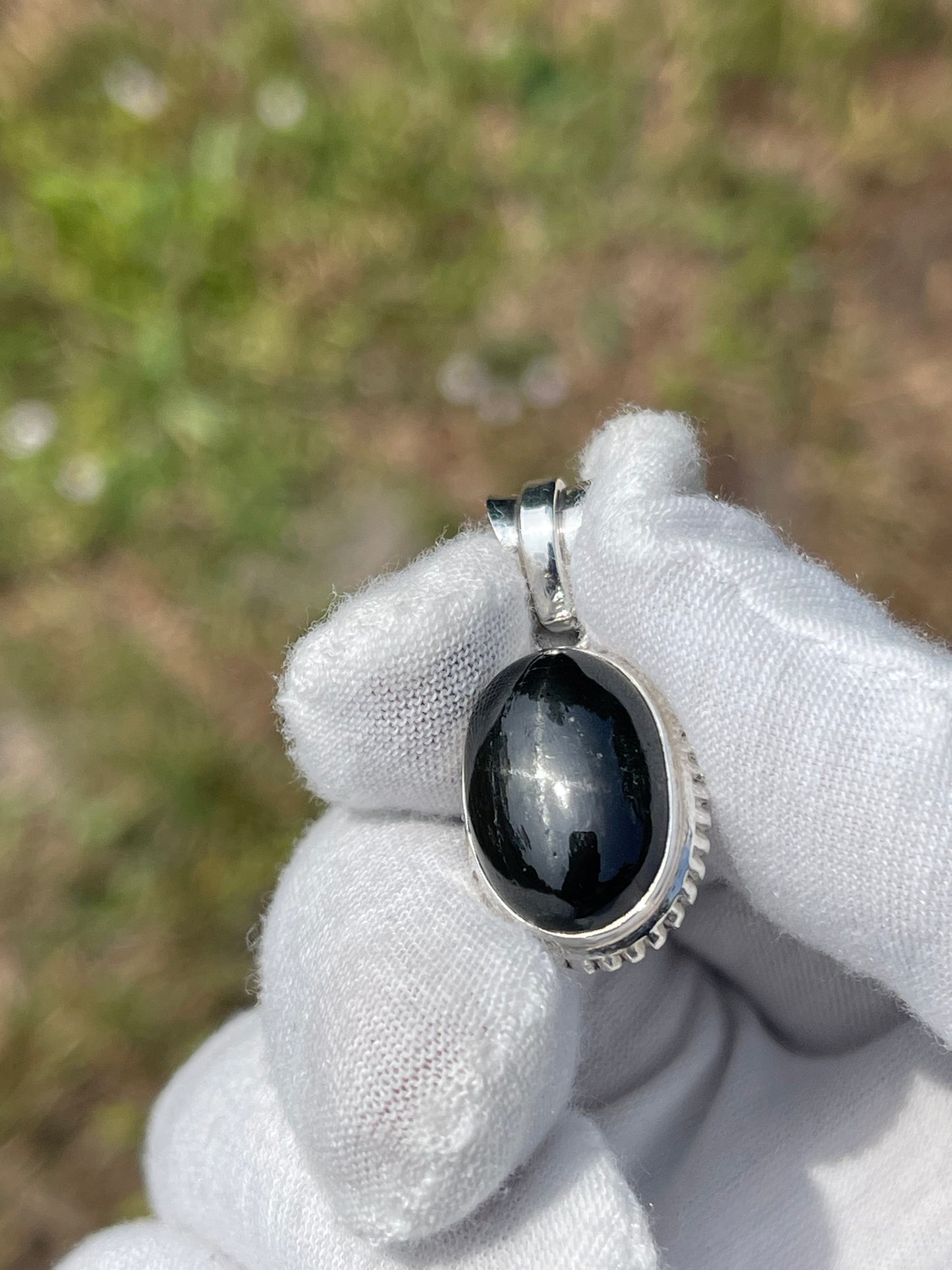 Natural Black Star Diopside Sterling Silver Pendant