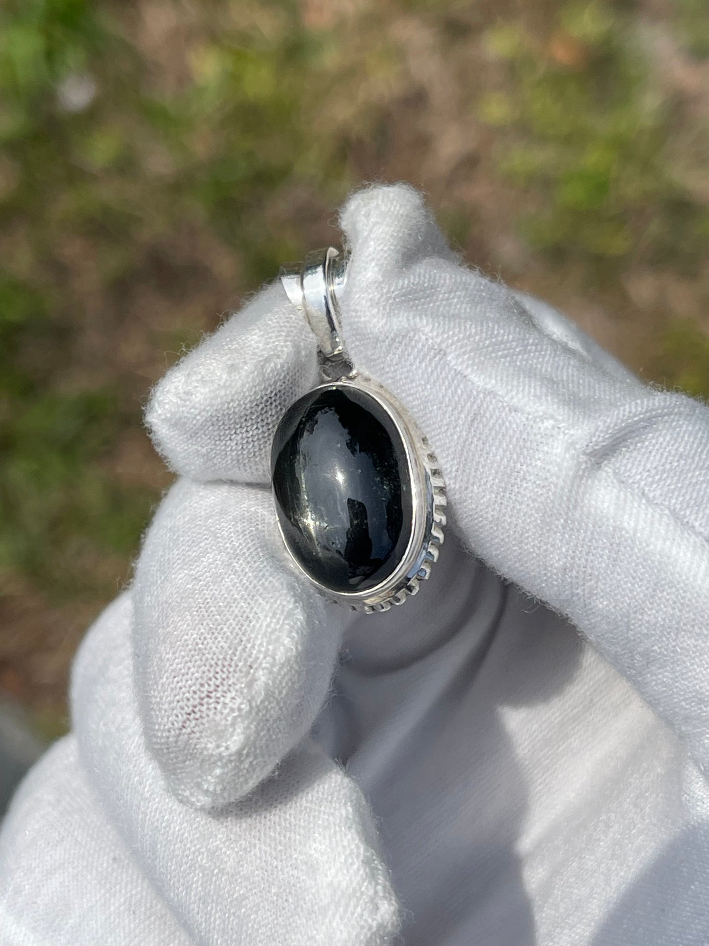 Natural Black Star Diopside Sterling Silver Pendant