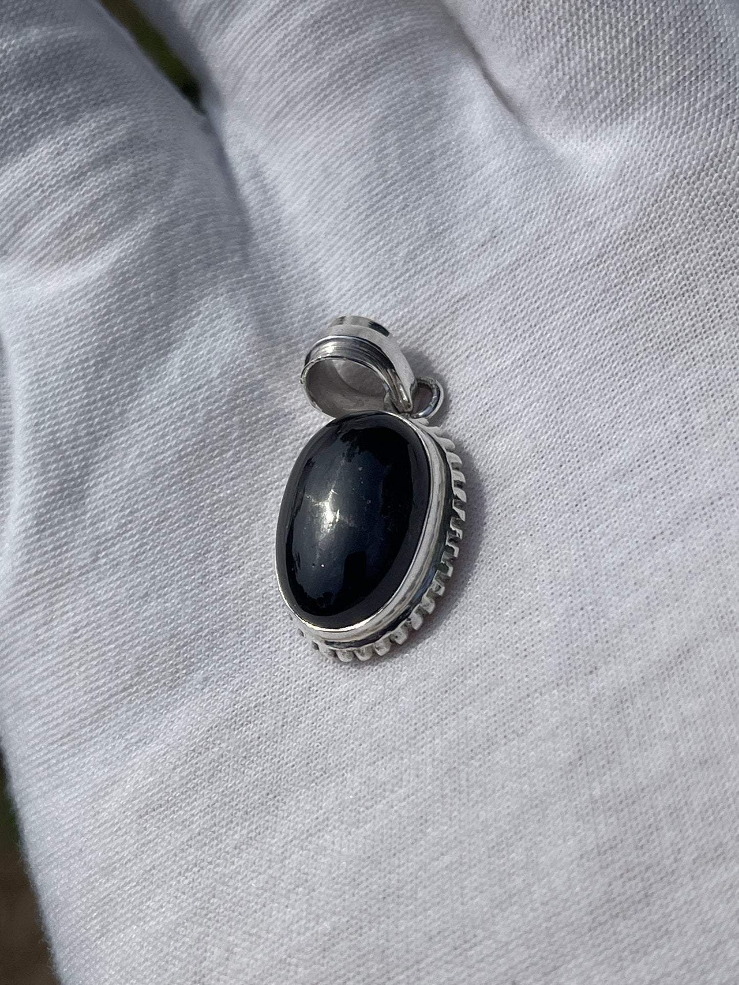 Natural Black Star Diopside Sterling Silver Pendant