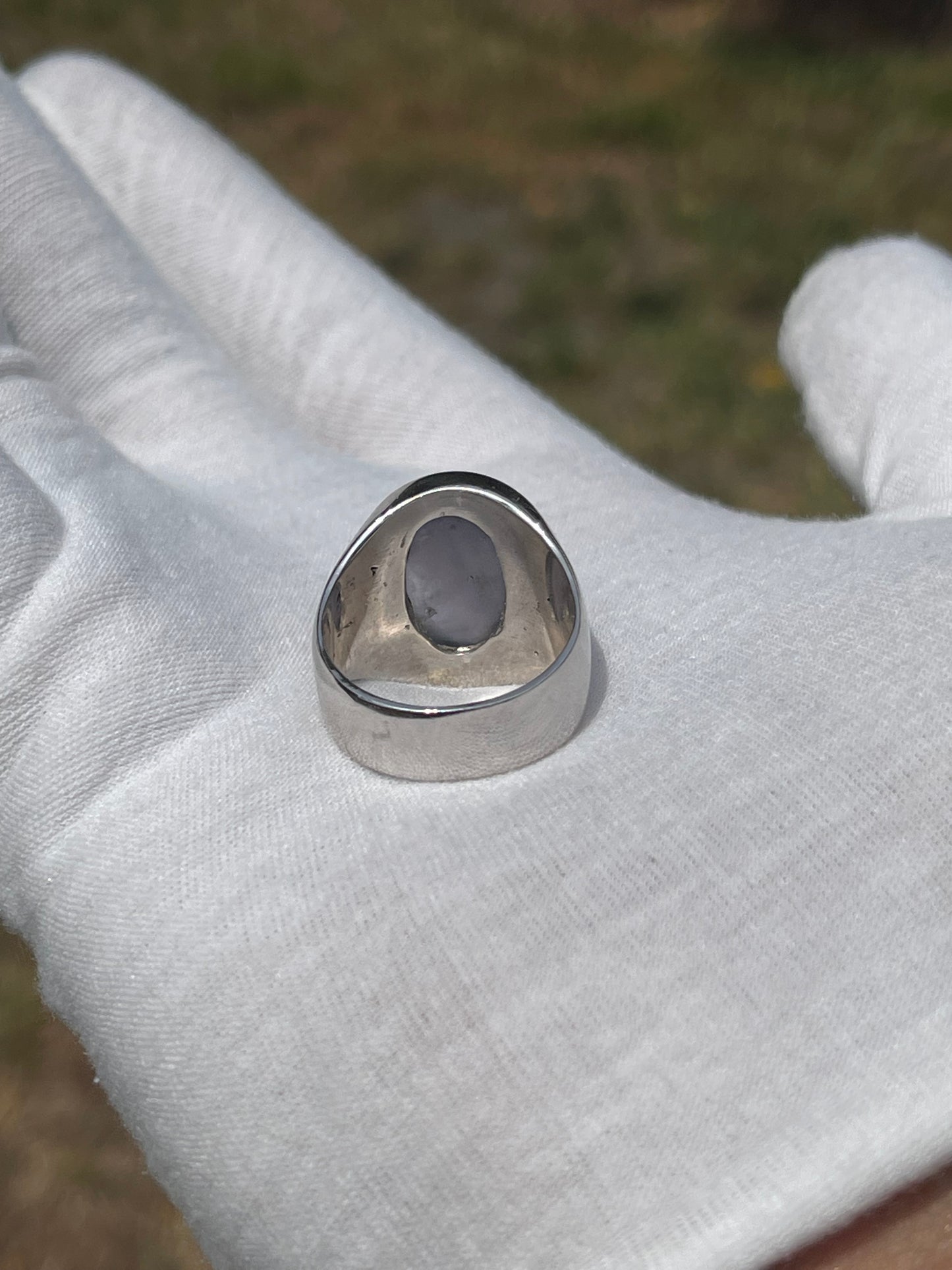 Men’s Natural Star Sapphire 14k White Gold Ring | 30ct Sri Lankan Asterism | Size 10.5