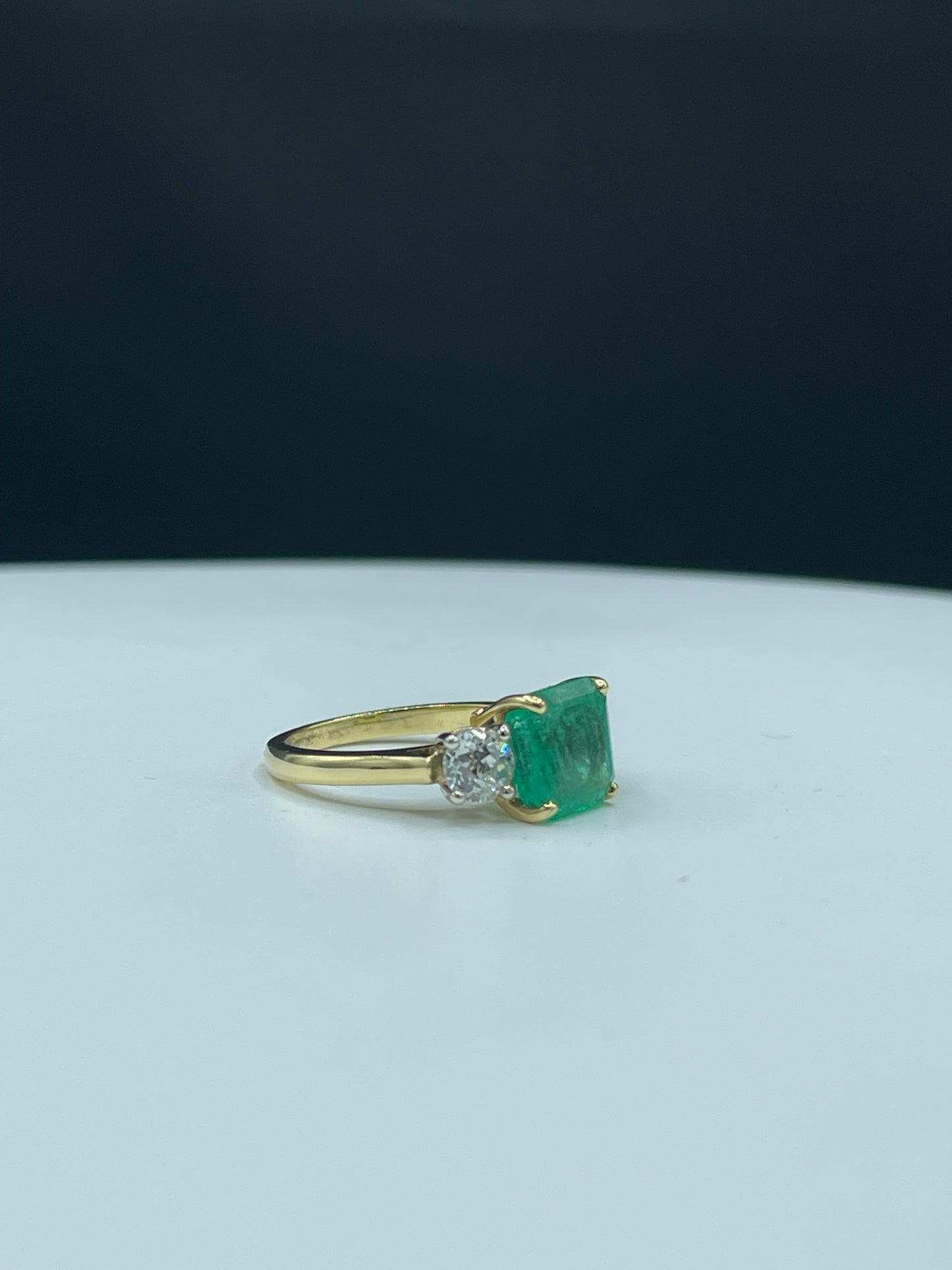 GIA Certified Natural 4.72 Carat Emerald & Diamond 18k Yellow Gold Ring | Old European Cut Diamonds