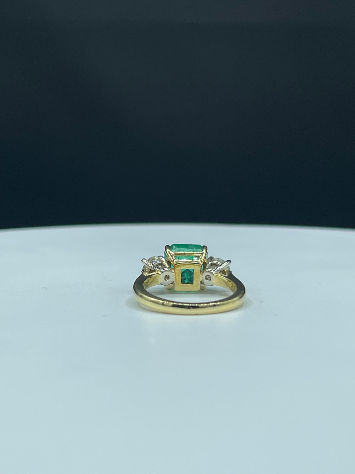 GIA Certified Natural 4.72 Carat Emerald & Diamond 18k Yellow Gold Ring | Old European Cut Diamonds