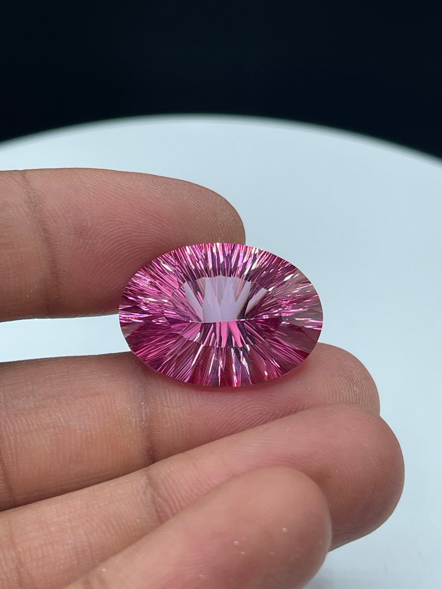 35.71 Ct Natural Pink Mystic Topaz | Laser Concave Oval Cut | Flawless 25x18x12 MM Gemstone