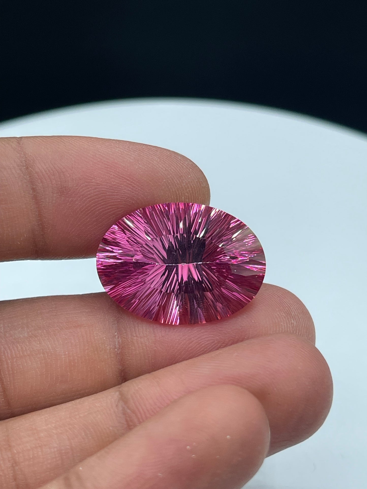 35.71 Ct Natural Pink Mystic Topaz | Laser Concave Oval Cut | Flawless 25x18x12 MM Gemstone