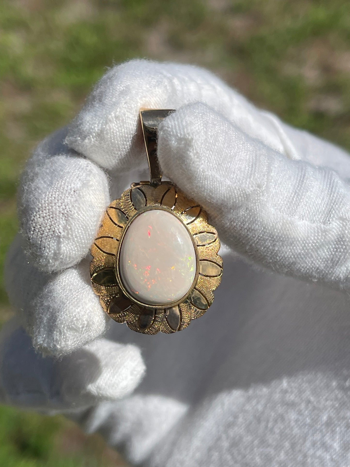 Natural Ethiopian Opal 14k Yellow Gold Pendant