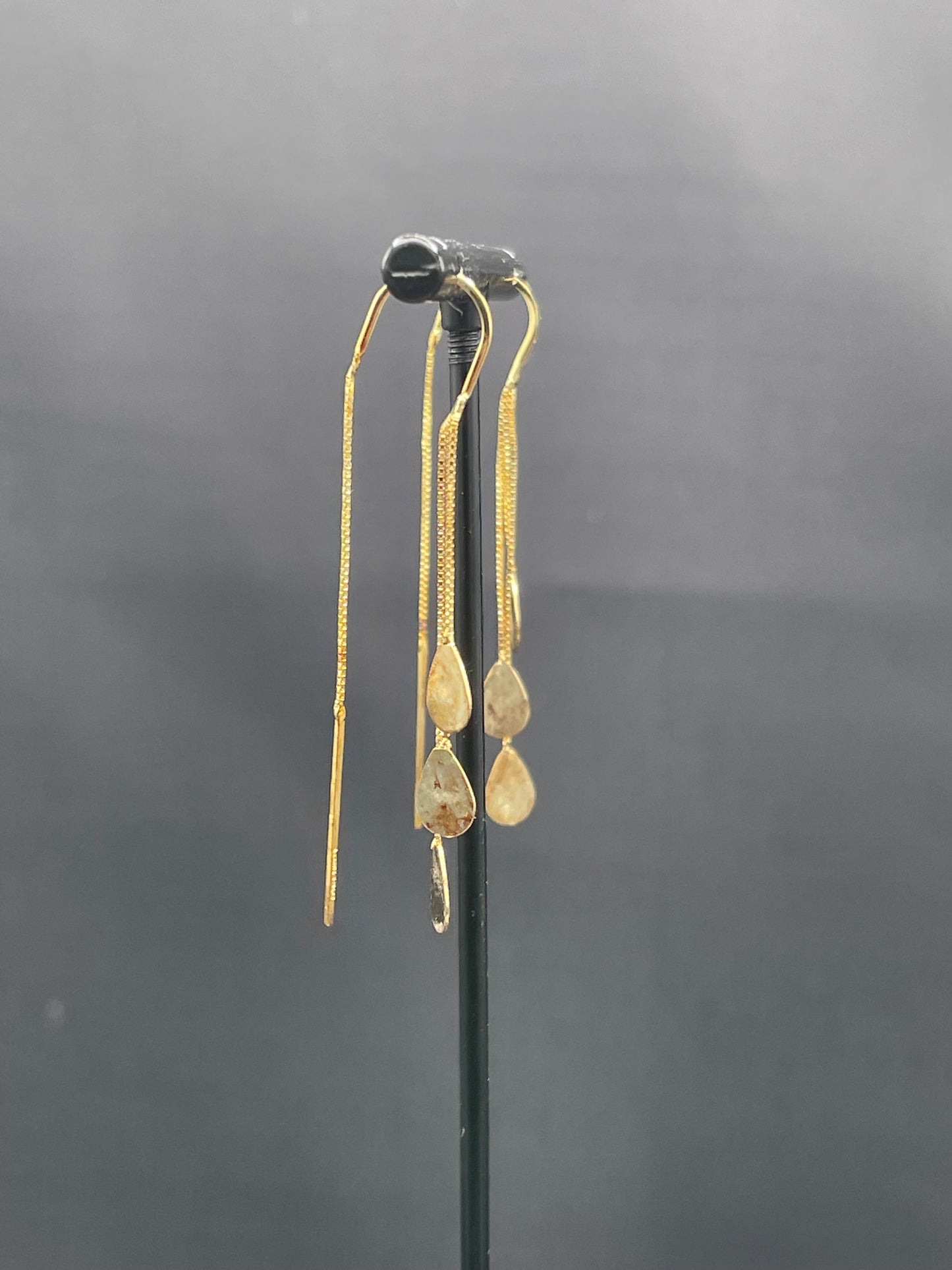 Solid 14k Yellow Gold Tear Drop Dangle Earrings