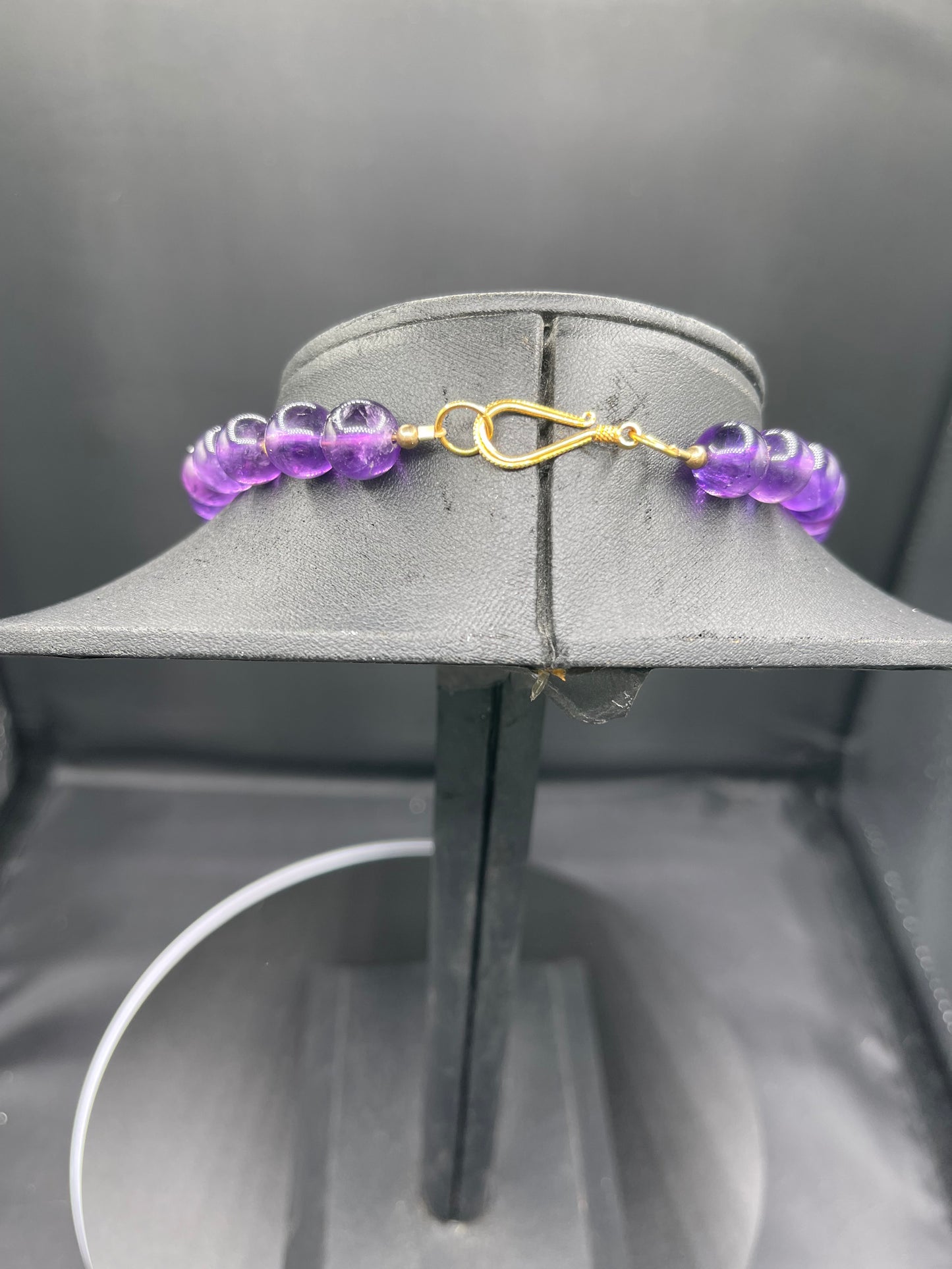 Fine 280 Carat Natural Amethyst & 18k Yellow Gold Beaded Necklace