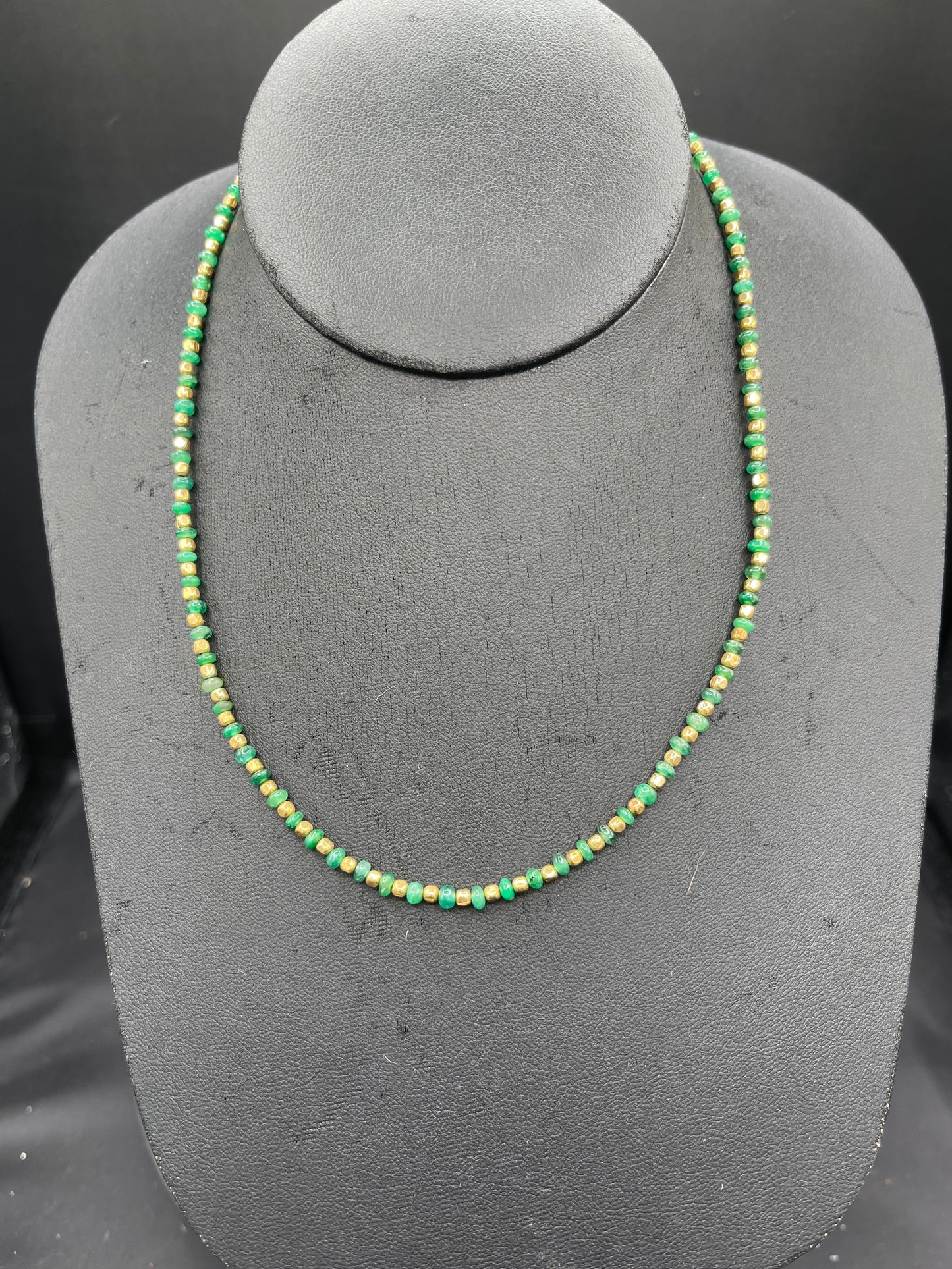 Natural Emerald & Sterling Silver Vermeil Beaded Necklace