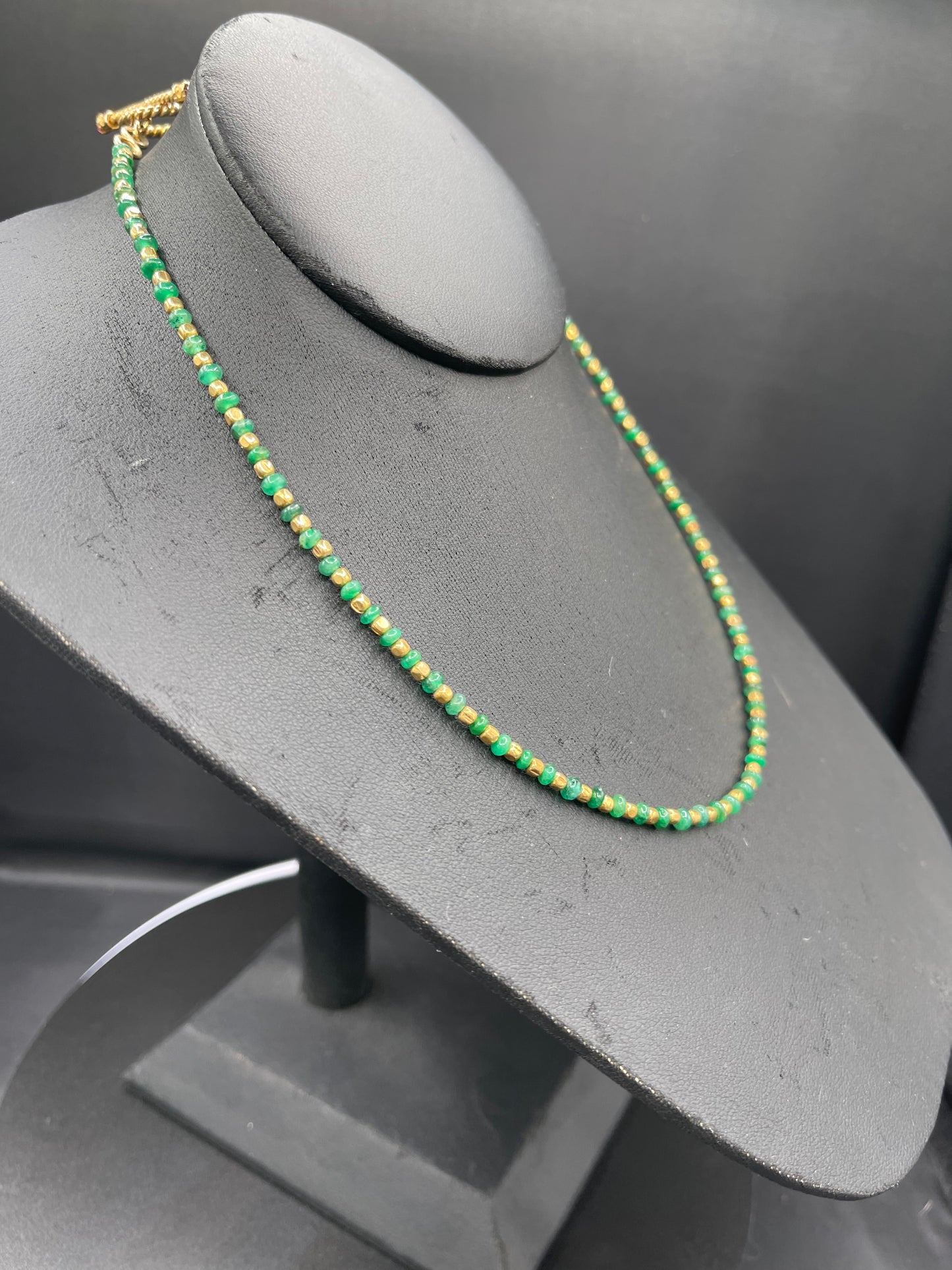 Natural Emerald & Sterling Silver Vermeil Beaded Necklace