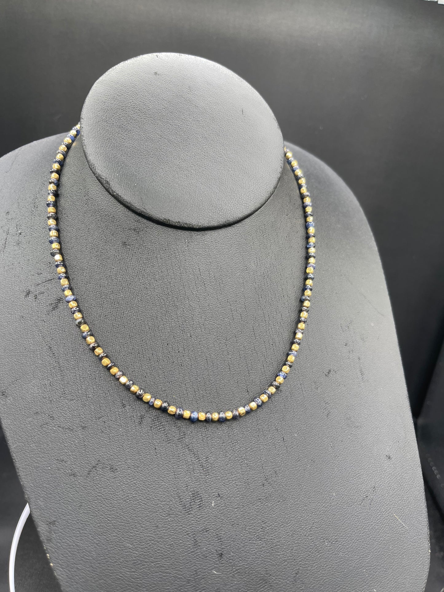 Natural Sapphire & Sterling Silver Vermeil Beaded Necklace