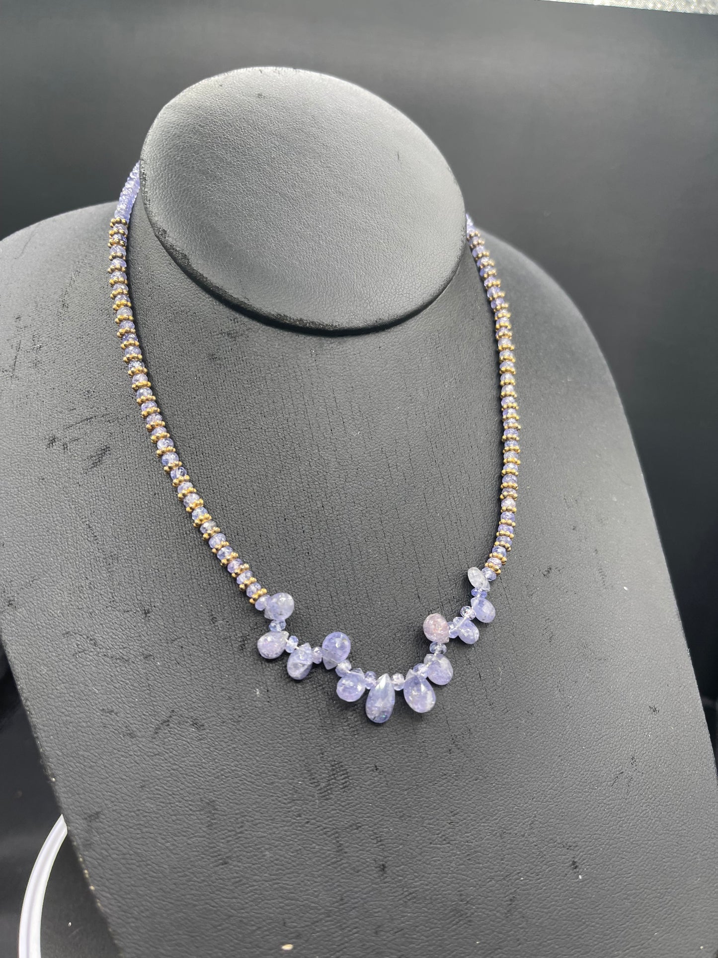 Natural Tanzanite & Sterling Silver Vermeil Beaded Choker Necklace