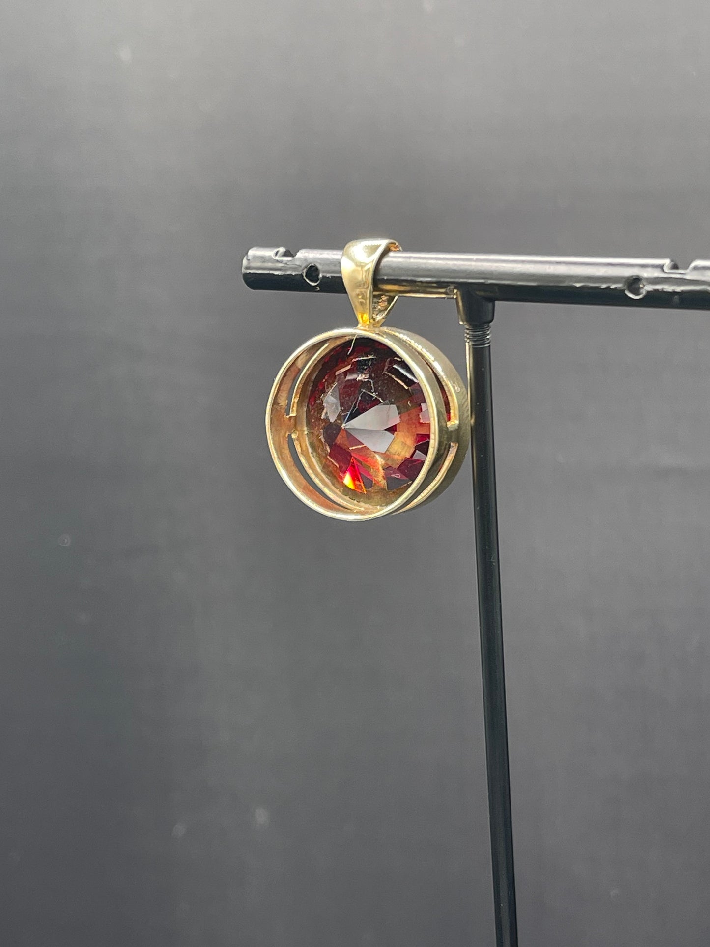 Red Cubic Zirconia Sterling Silver Vermeil Pendant