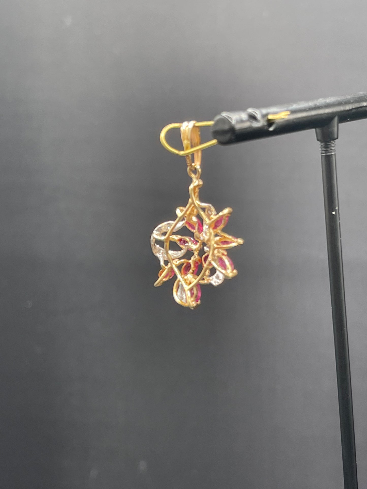 Natural Ruby & Diamond 14k Yellow Gold Pendant