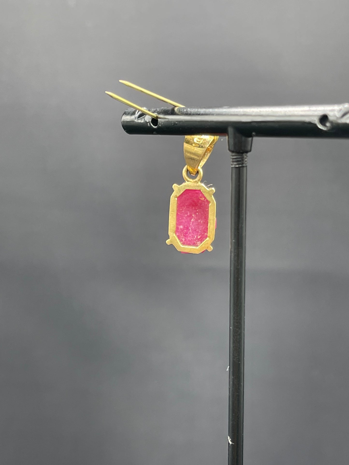 Natural Ruby Hand Carved Lord Ganesh 18k Yellow Gold Pendant