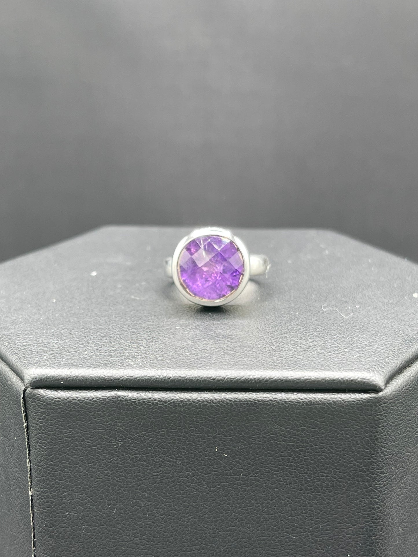 Natural Amethyst Sterling Silver Ring (Size 6.25)