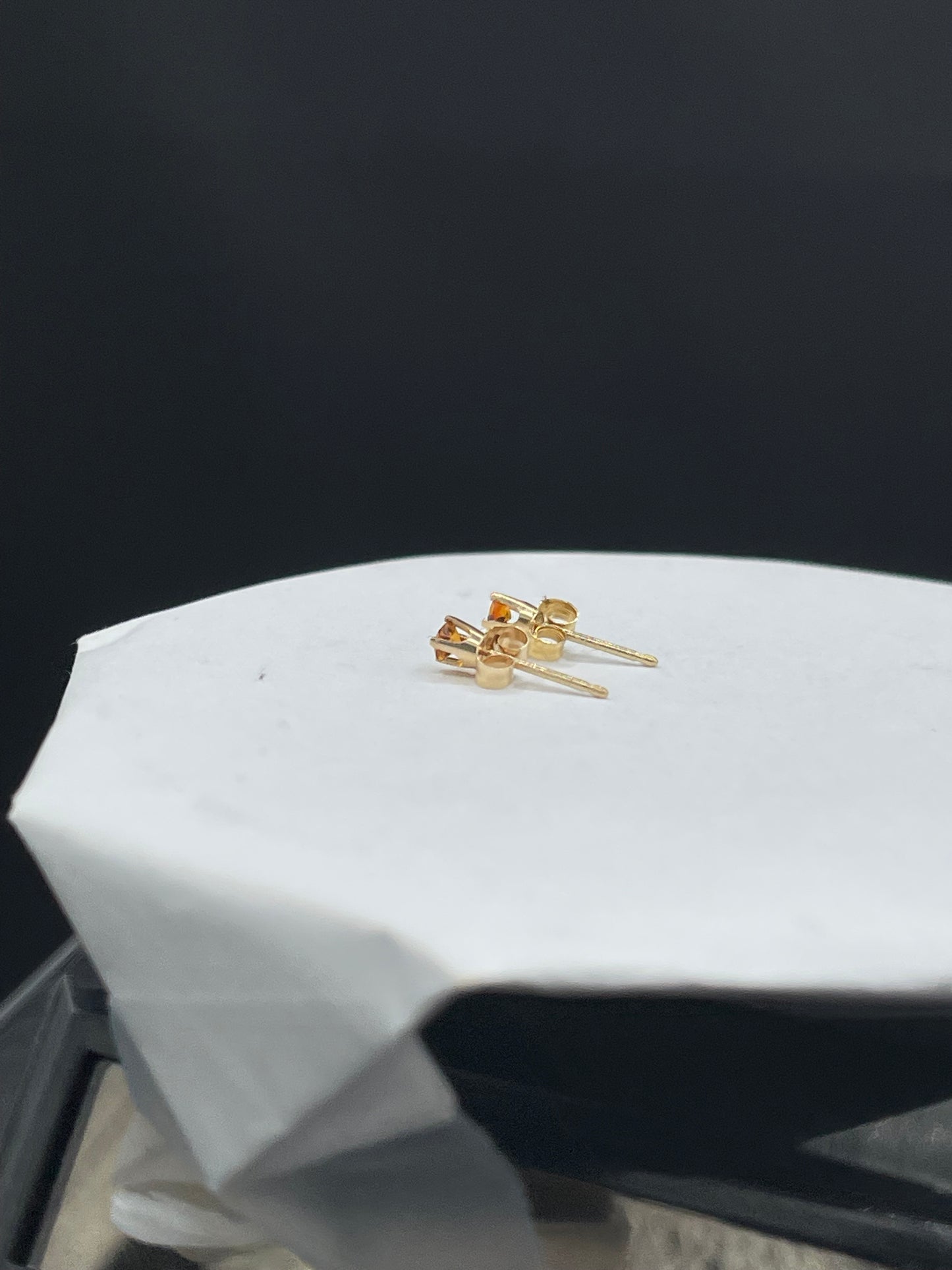 3MM Natural Madeira Citrine 14k Yellow Gold Stud Earrings