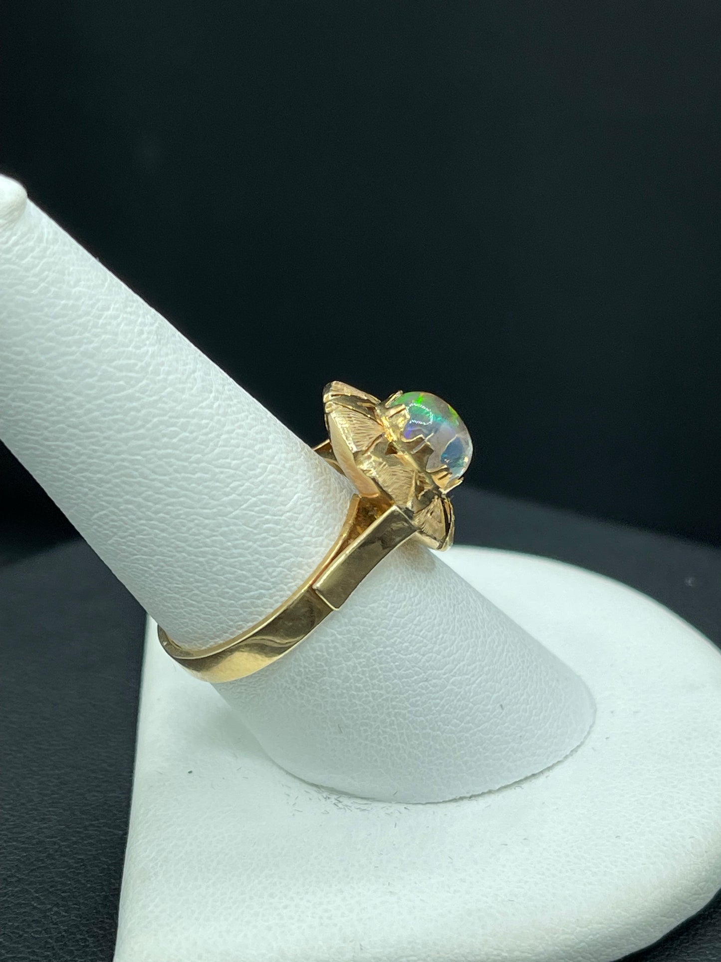 Natural Mexican Opal 14k Yellow Gold Ring (Size 8.5)