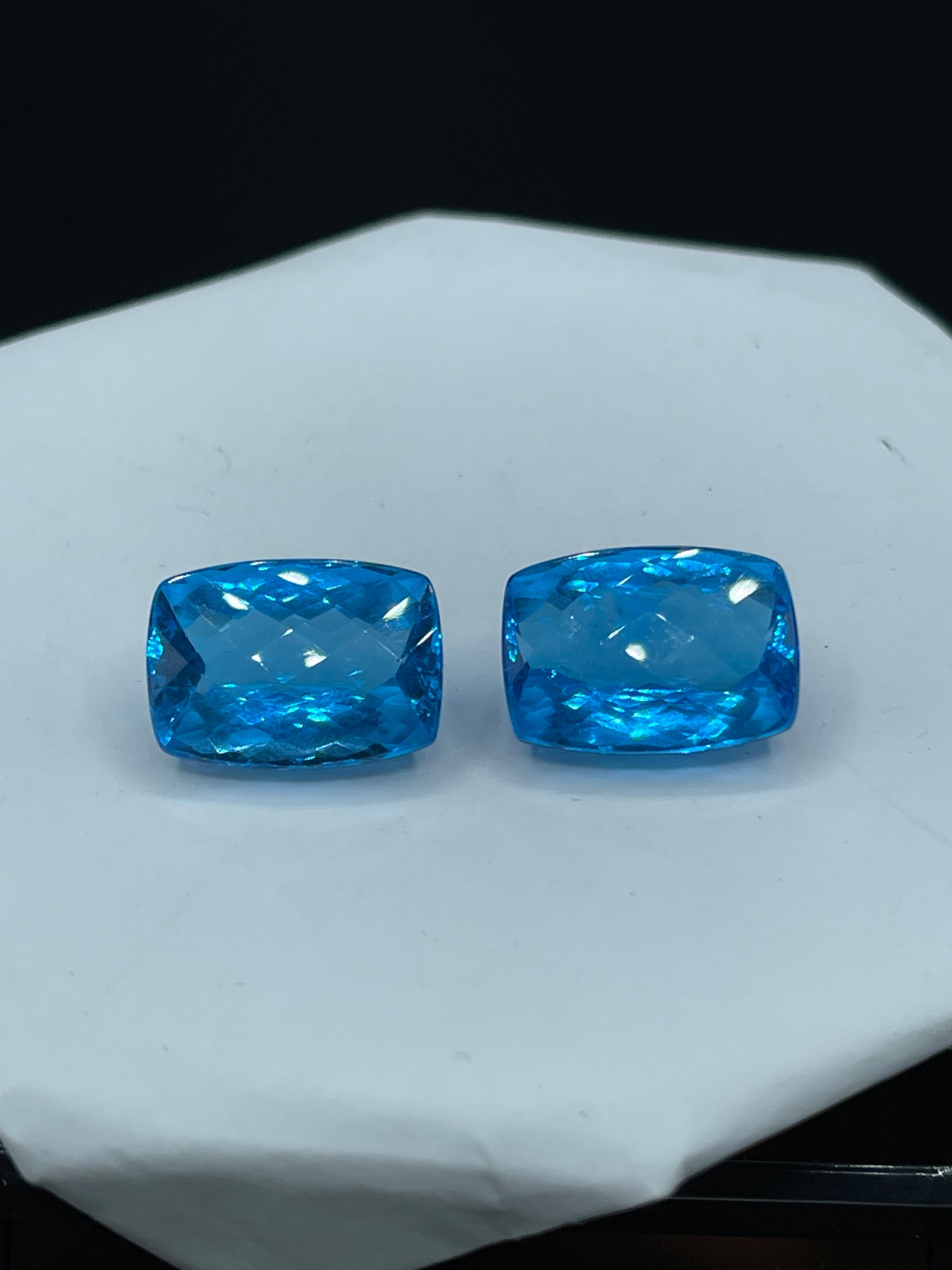 40.57 Carat Super Swiss Blue Topaz Emerald Cut Matching Loose Gemstones 18.06 x 13.05 x 9.27 MM