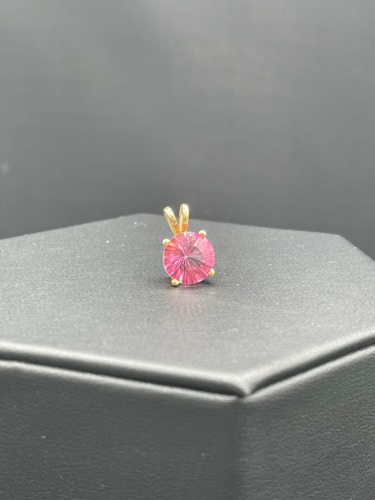 4.57 Carat Pink Mystic Topaz 14k Yellow Gold Pendant