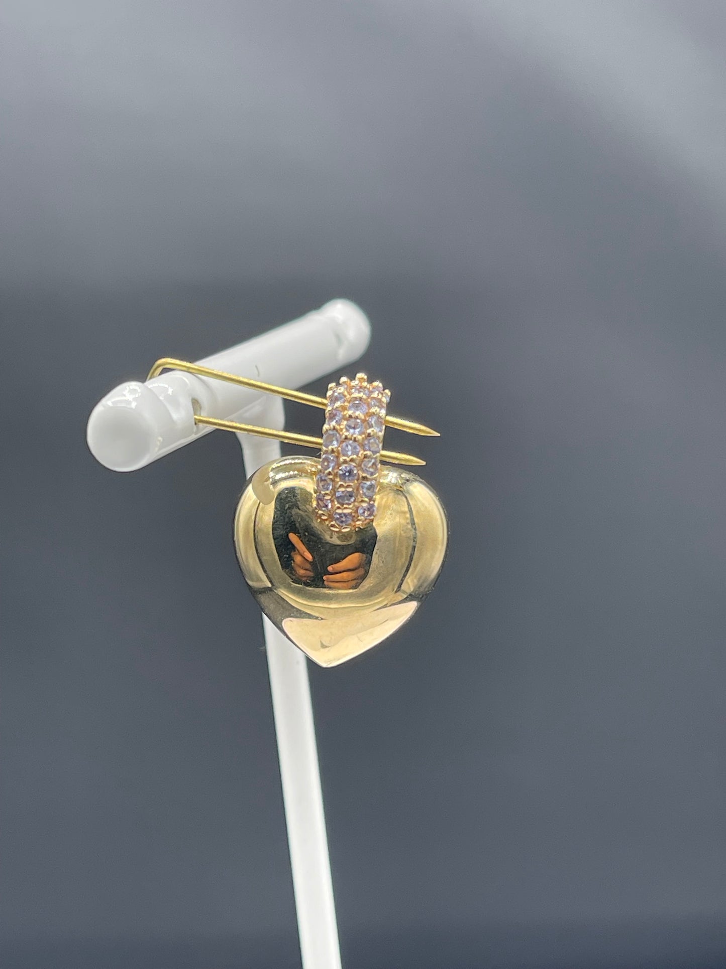 Natural Tanzanite Heart 14k Yellow Gold Slide Pendant