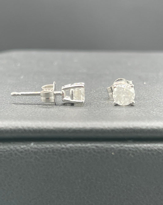 0.50 Carat Natural White Diamond 14k White Gold Stud Earrings