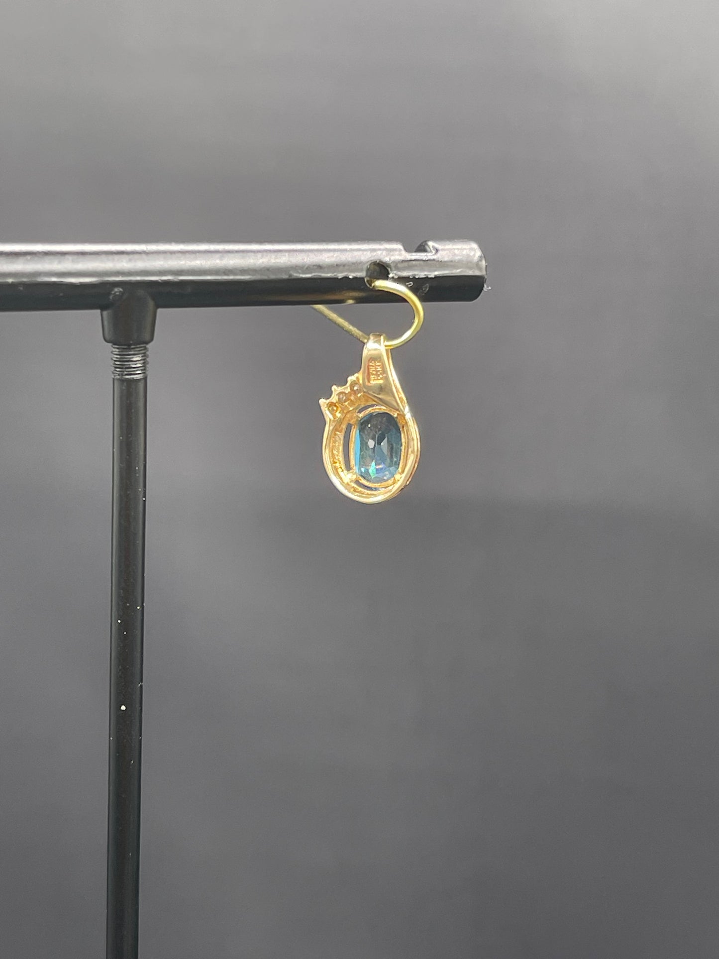 Petite London Blue Topaz & Diamond 14k Yellow Gold Pendant