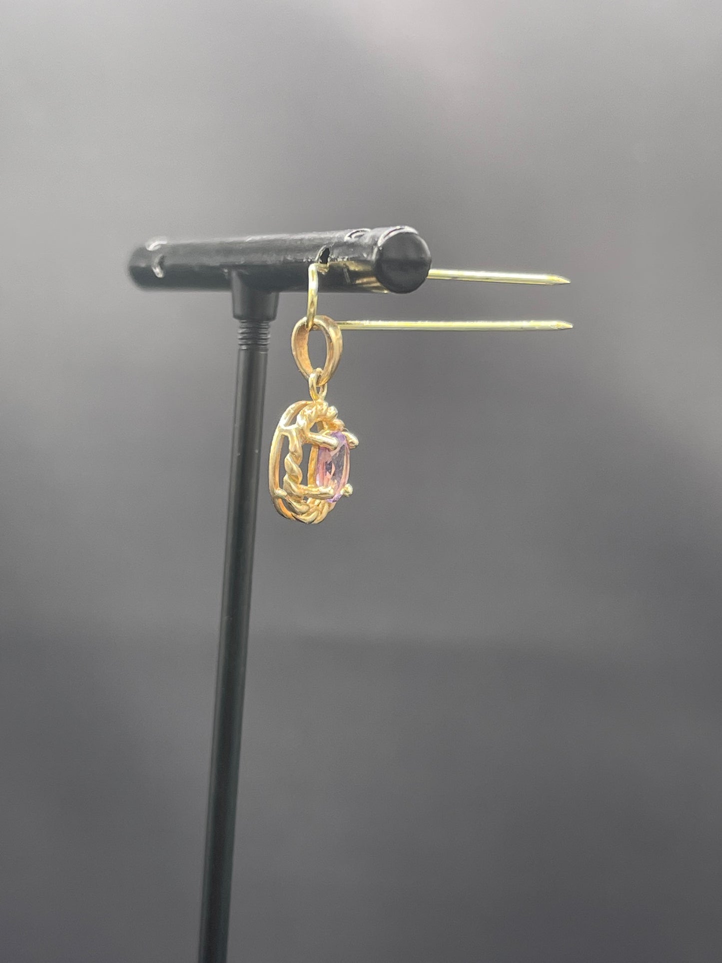 Petite Natural Amethyst 14k Yellow Gold Pendant