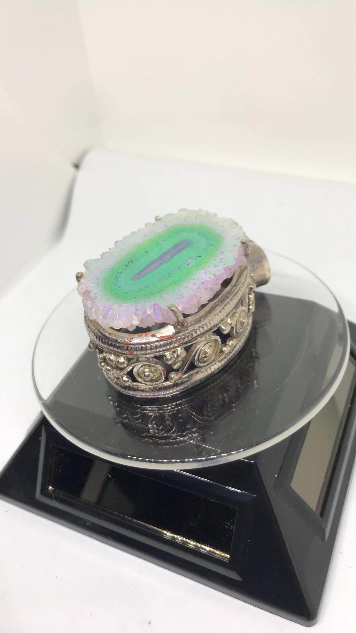 Druzy Quartz Color Shifting Sterling Silver Pendant