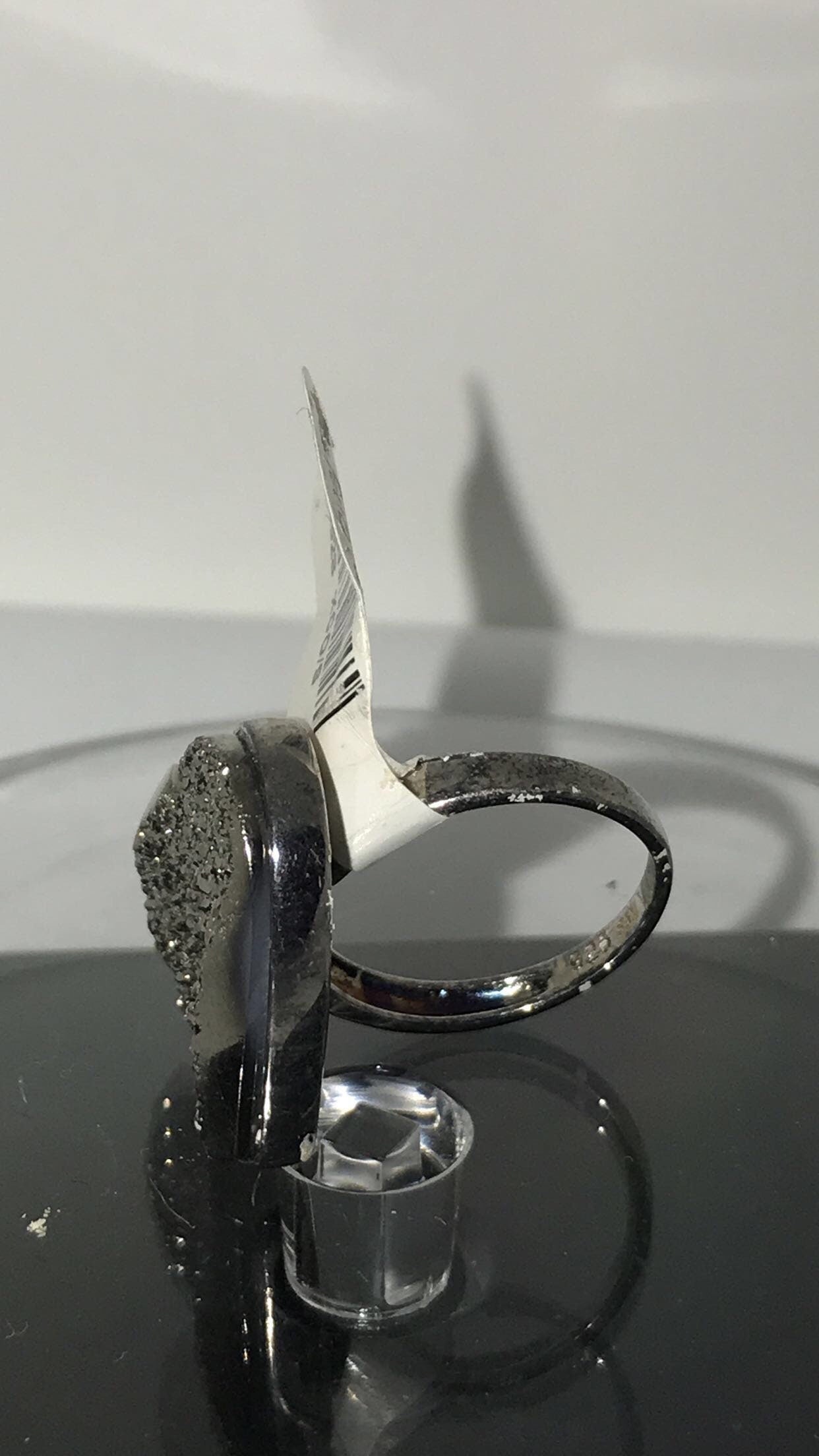 Druzy Quartz Heart Sterling Silver Ring