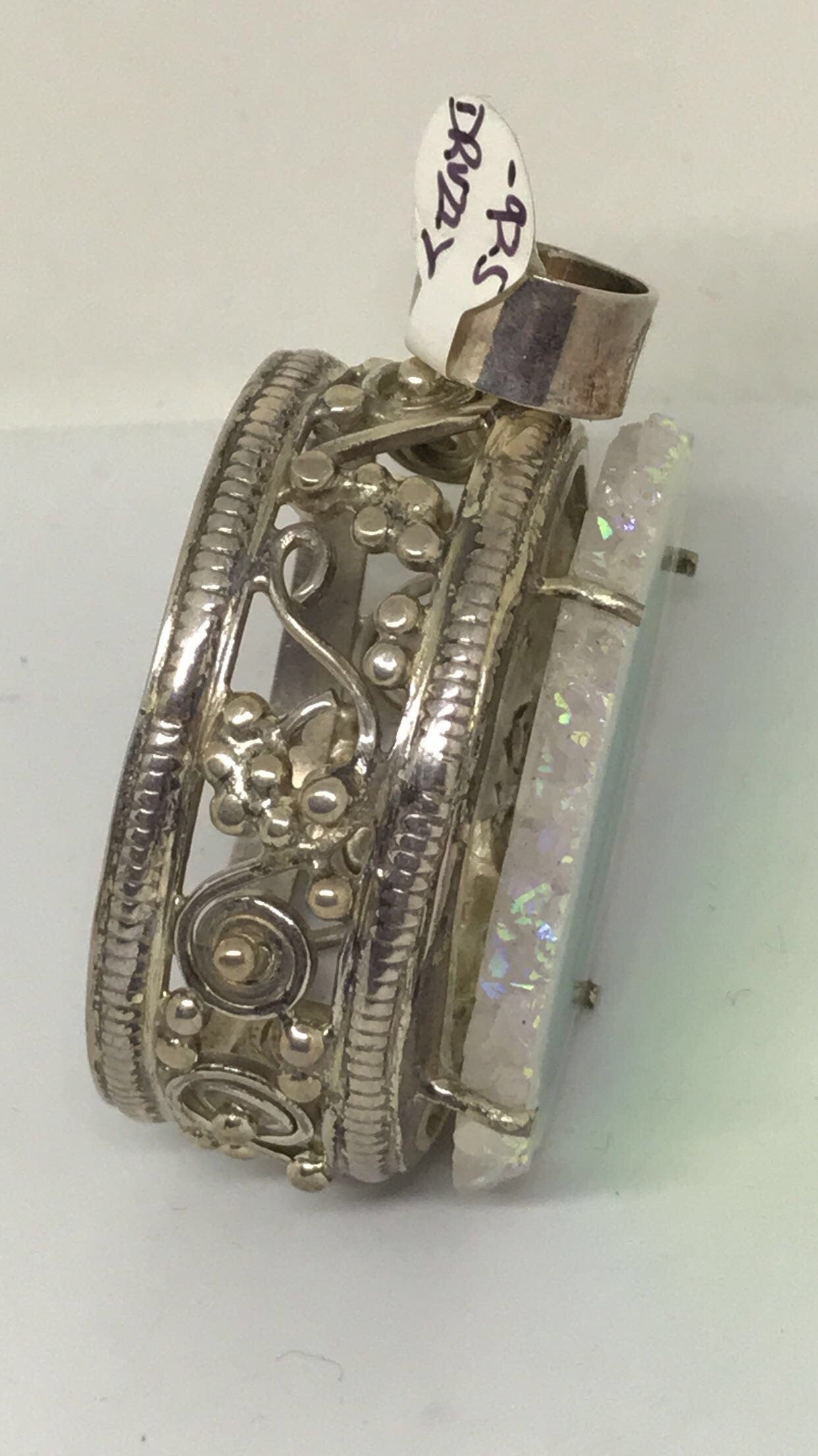 Druzy Quartz Color Shifting Sterling Silver Pendant