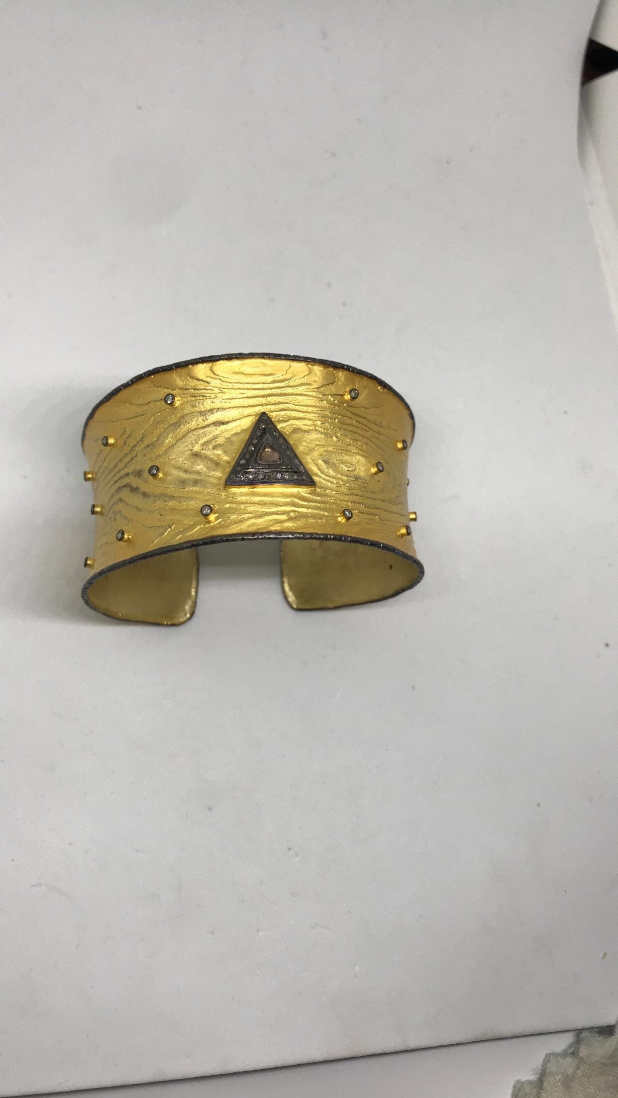 Natural Champagne Diamond 18K Vermeil Cuff Bracelet