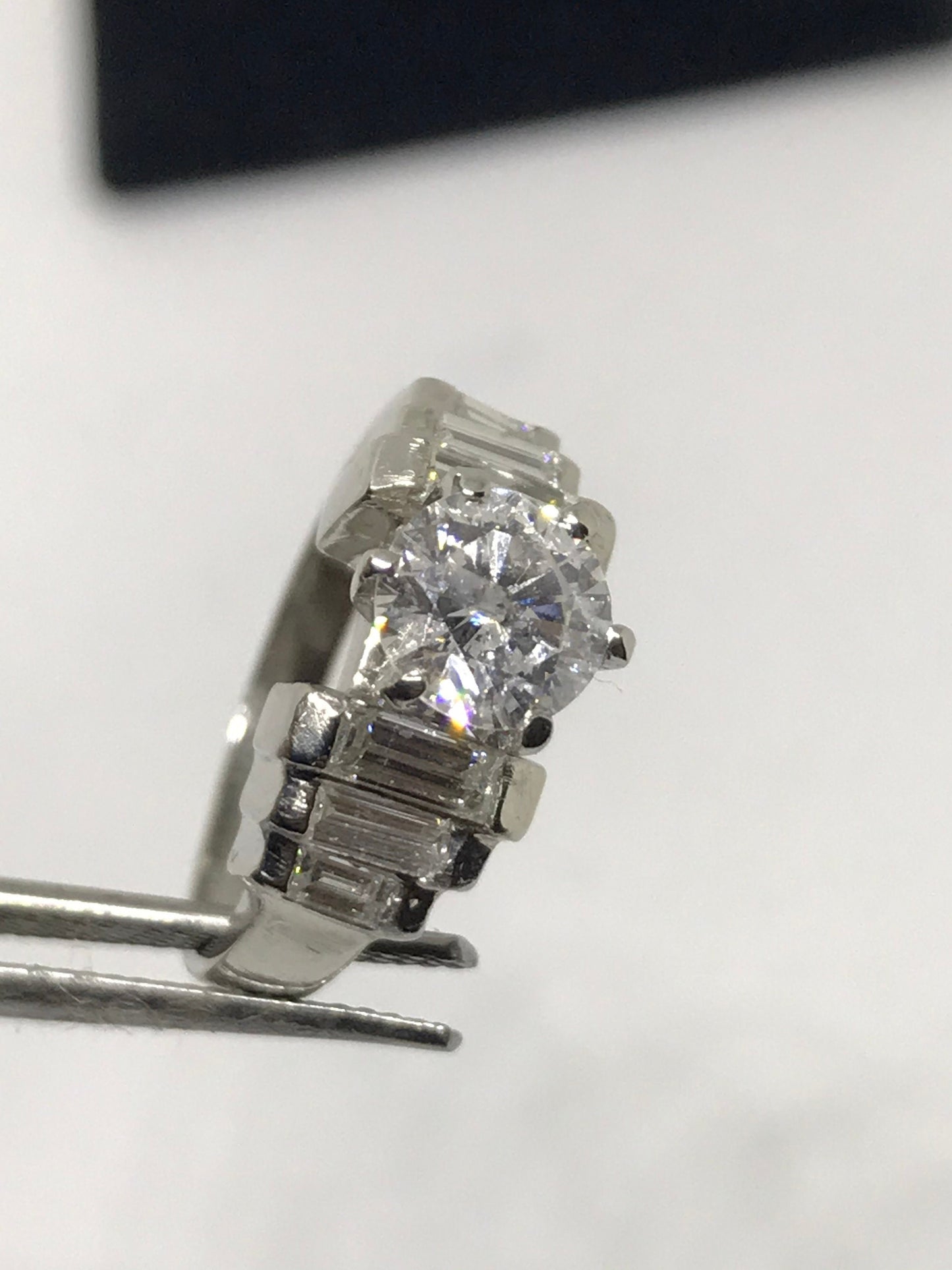 1.53 Carat Diamond & Platinum F color Diamond Engagement Ring (Size 5)