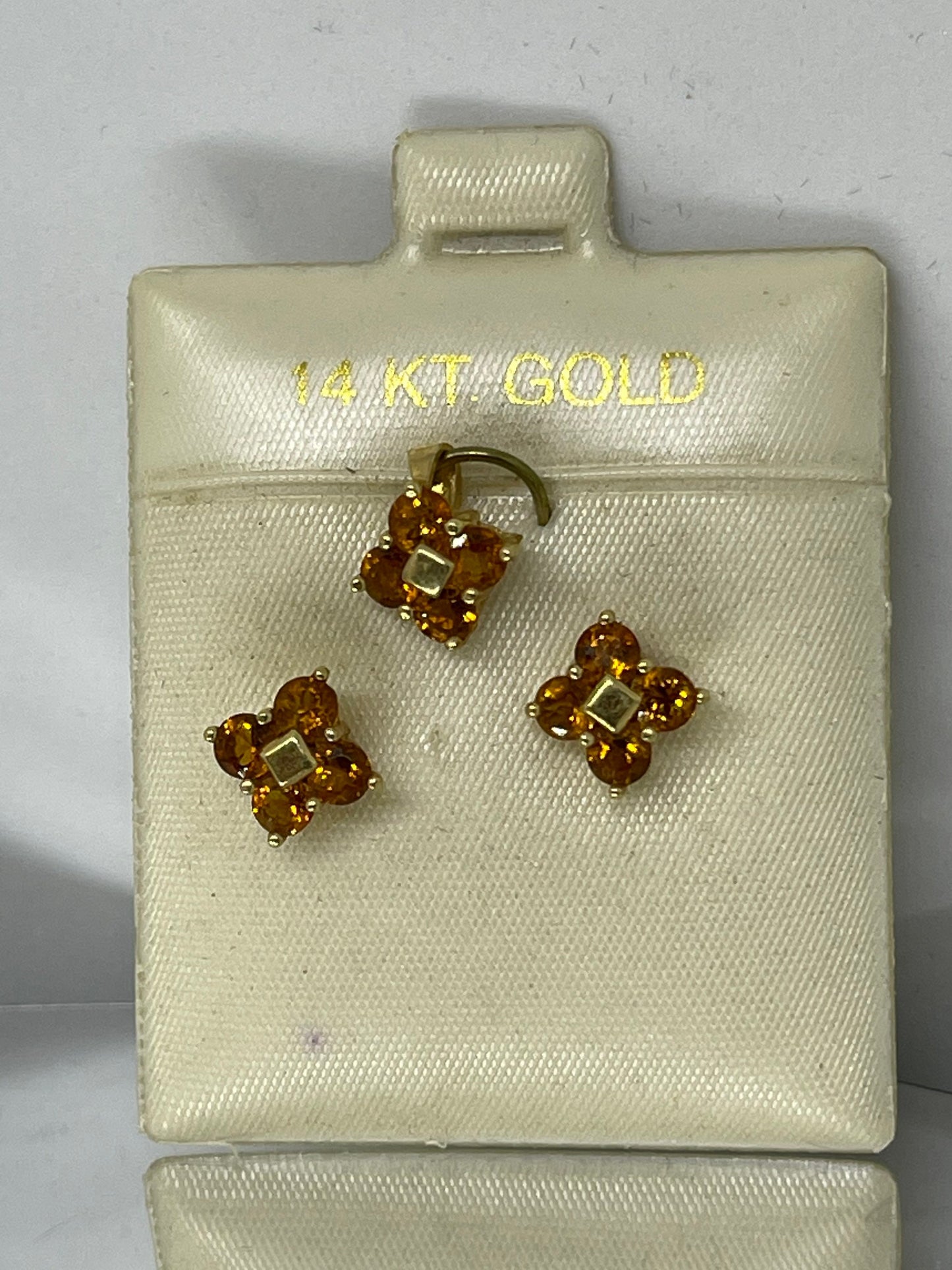 Petite Madeira Citrine 14k Earring and Pendant Set
