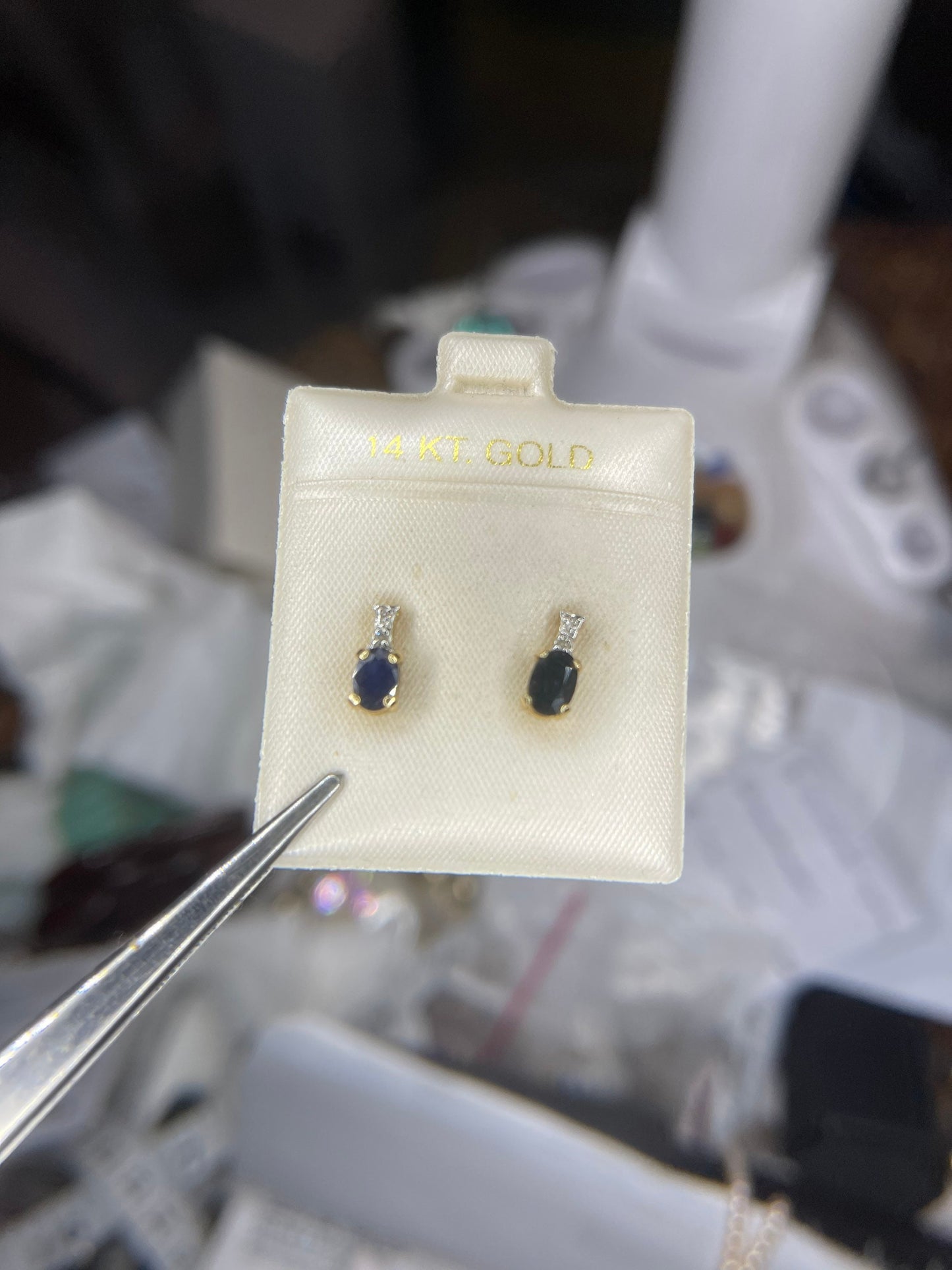 Natural Sapphire & Diamond 14K Yellow Gold Earrings