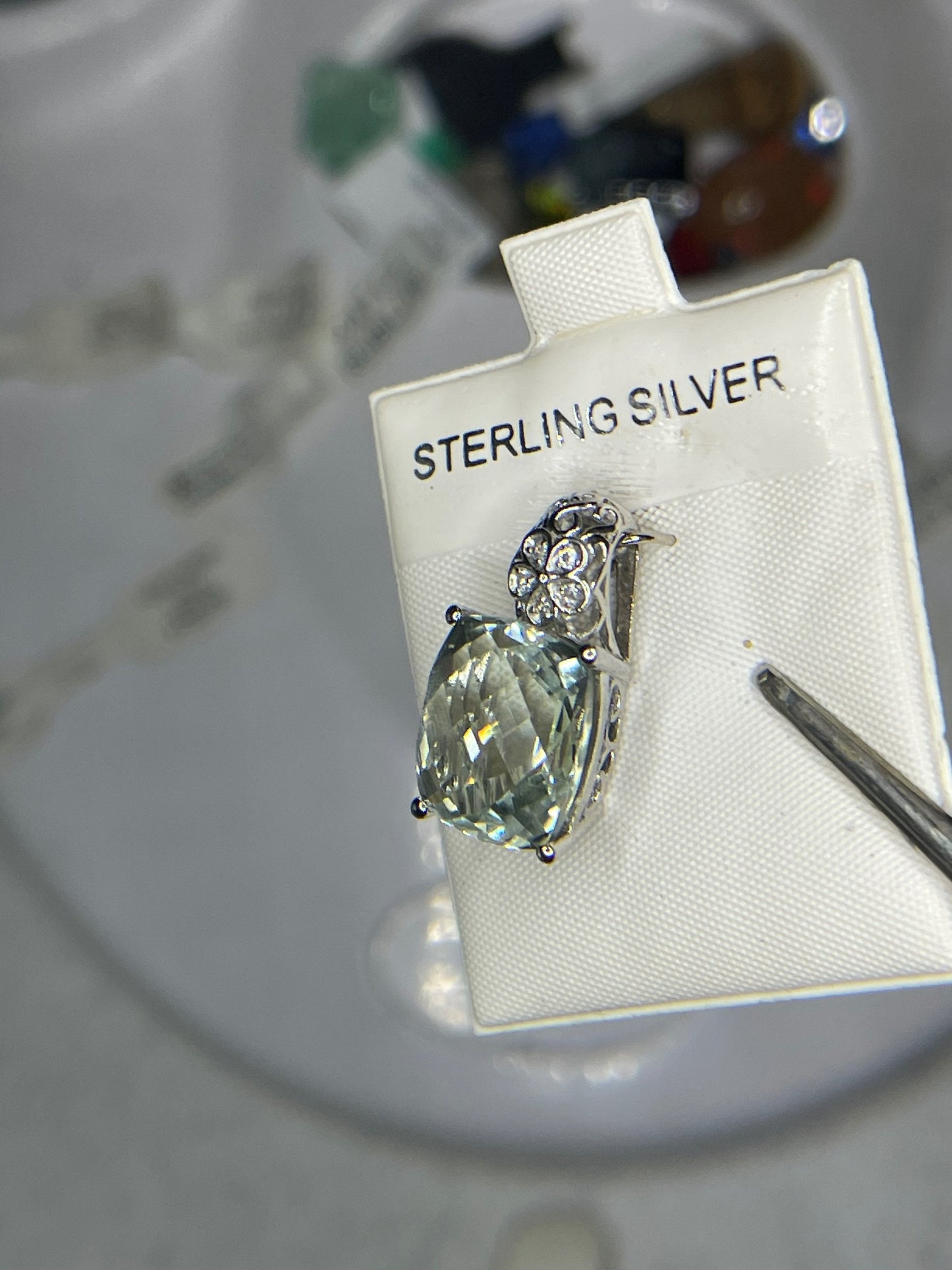 9.50 Carat Green Amethyst & White Topaz Sterling Silver Pendant