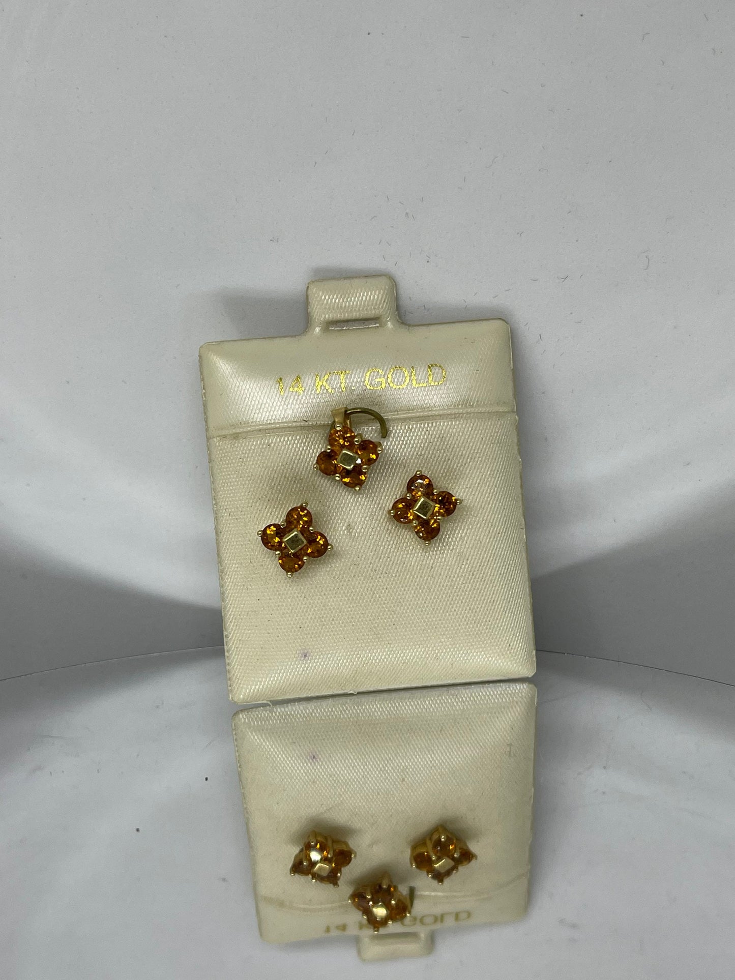 Petite Madeira Citrine 14k Earring and Pendant Set