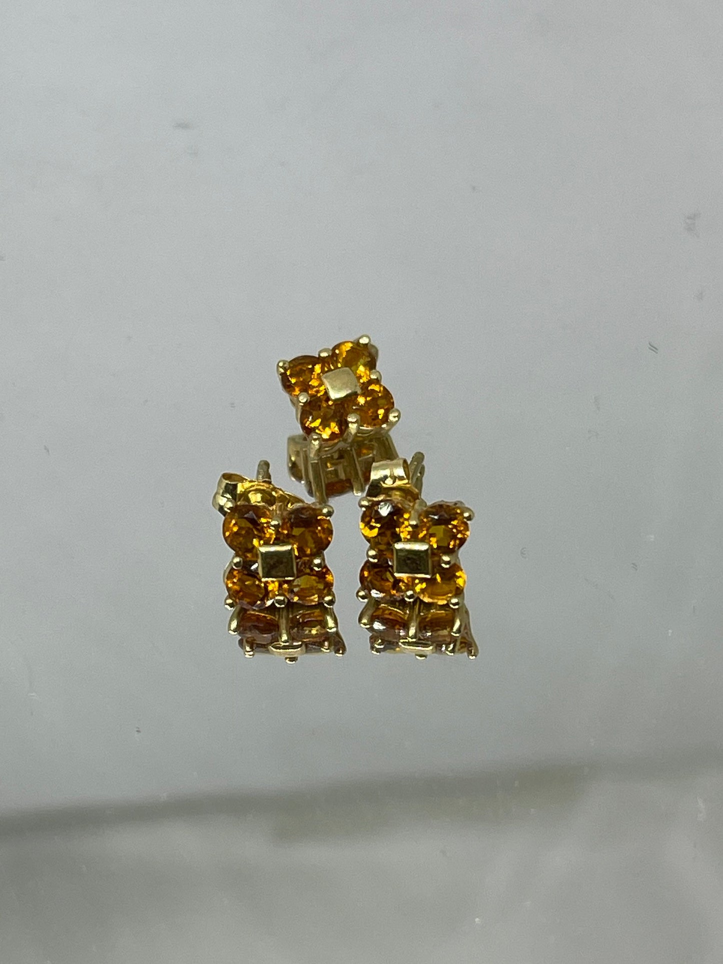 Petite Madeira Citrine 14k Earring and Pendant Set