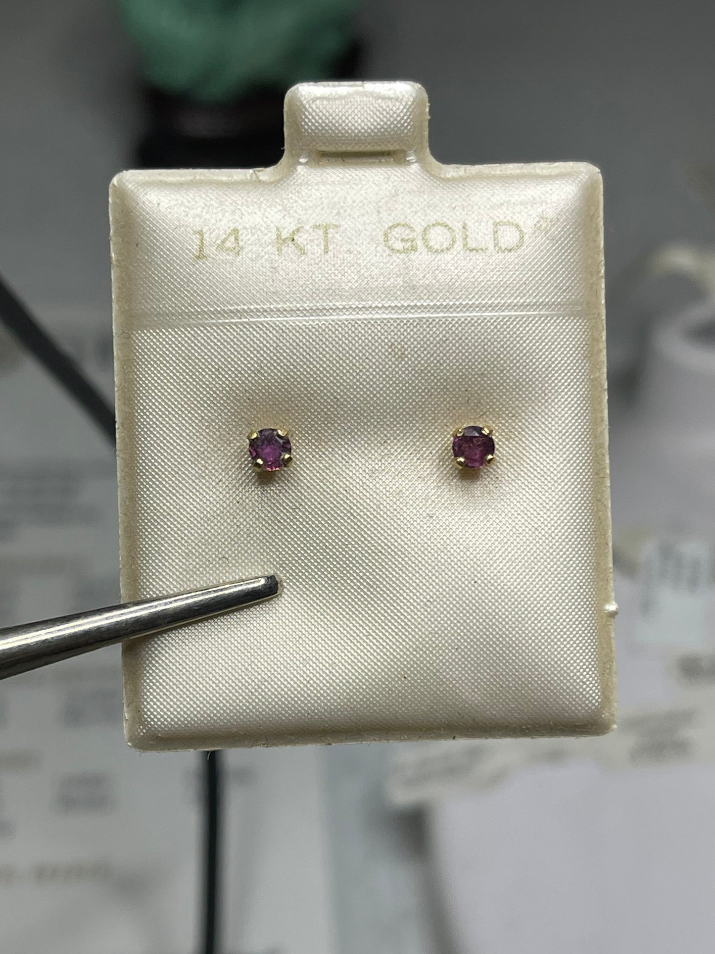 3MM Amethyst 14K Yellow Gold Stud Earrings