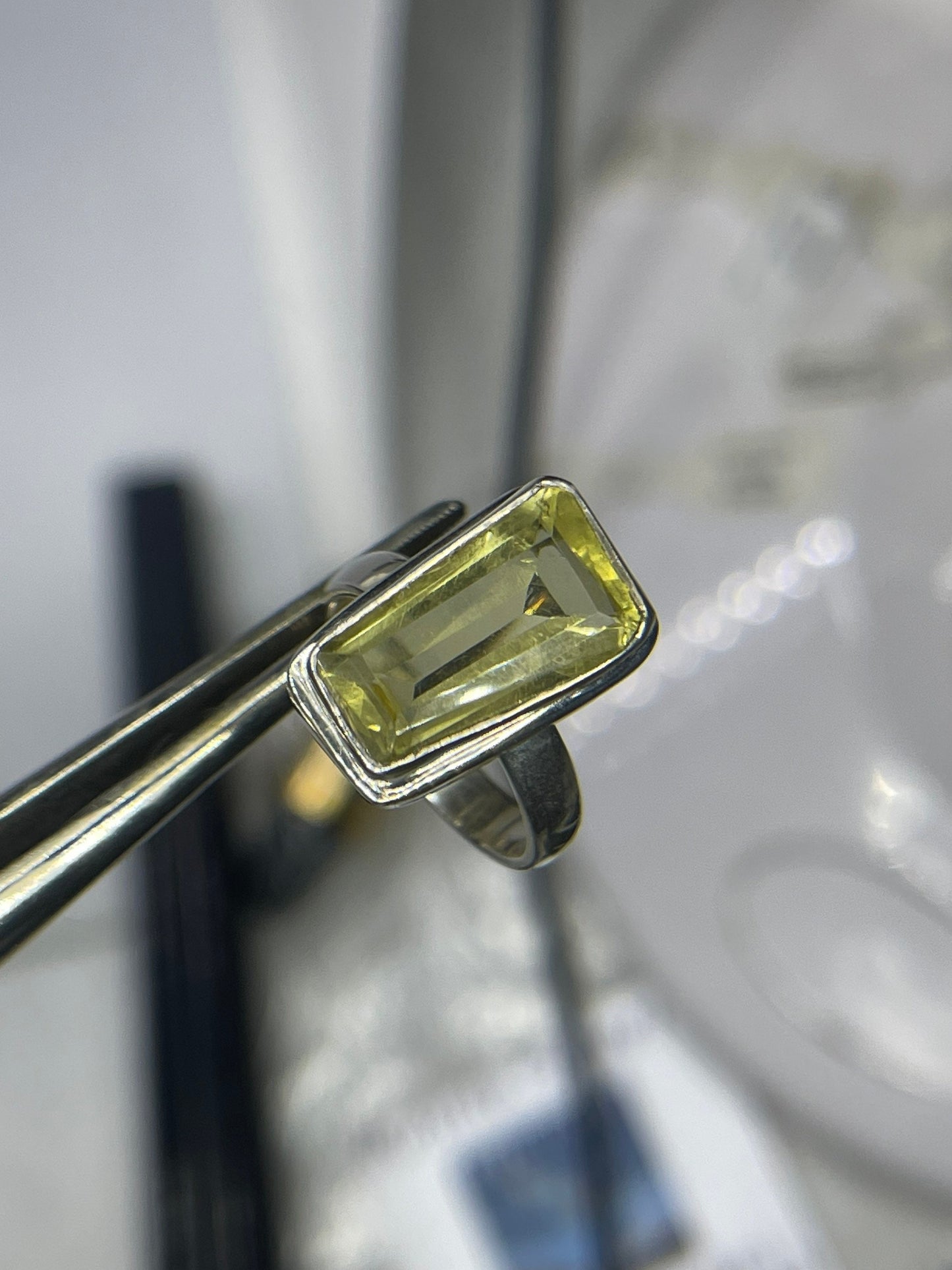 Fancy Lemon Citrine Sterling Silver Ring (Size 6.25)