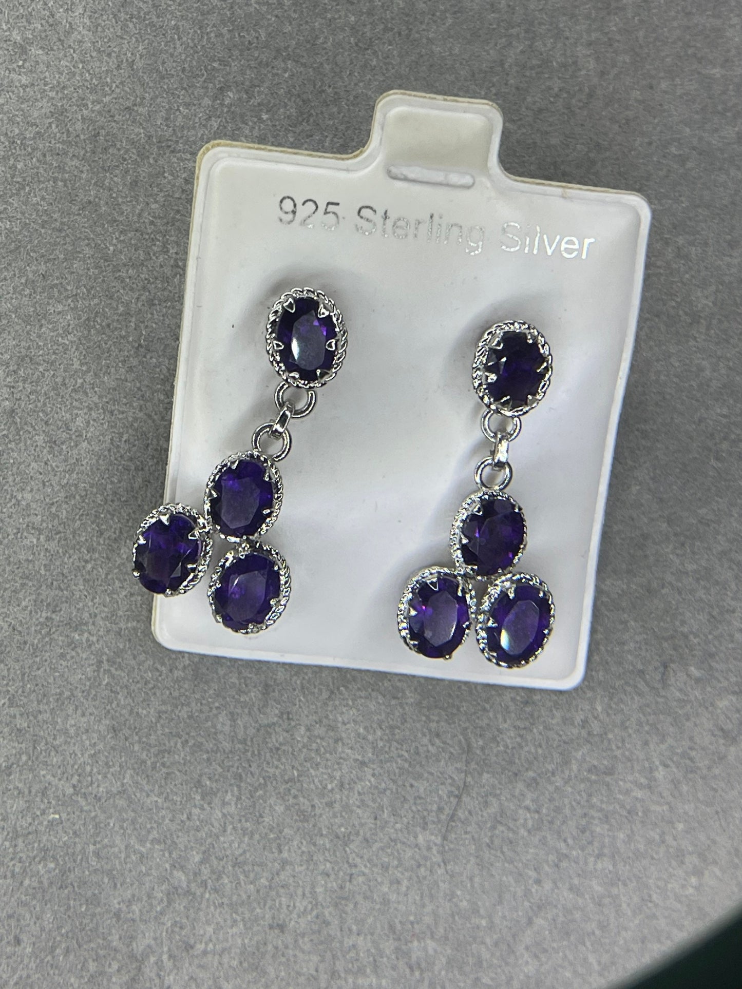 Zambian Amethyst Dangle Sterling Silver Earrings