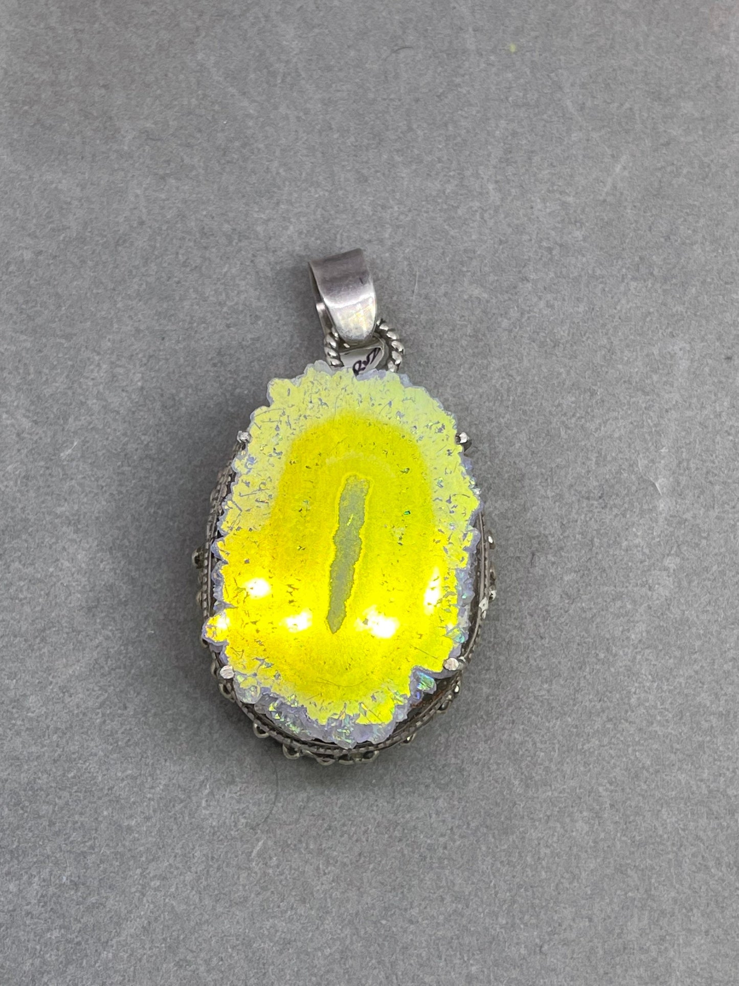 Druzy Quartz Color Shifting Sterling Silver Pendant