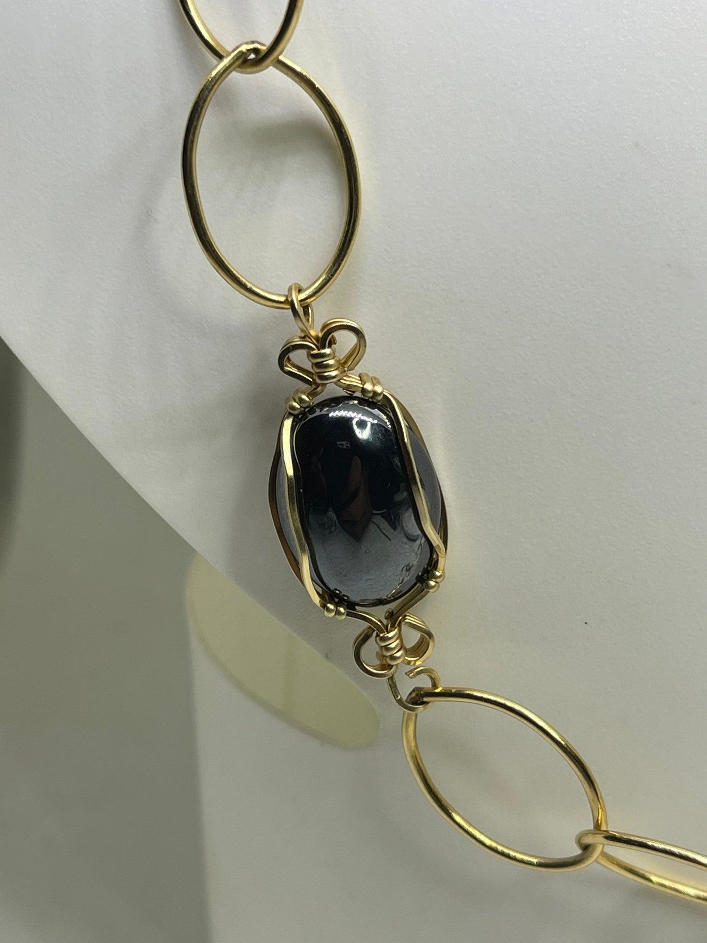 Natural Hematite 14k Gold-Filled Wire-Wrapped Necklace