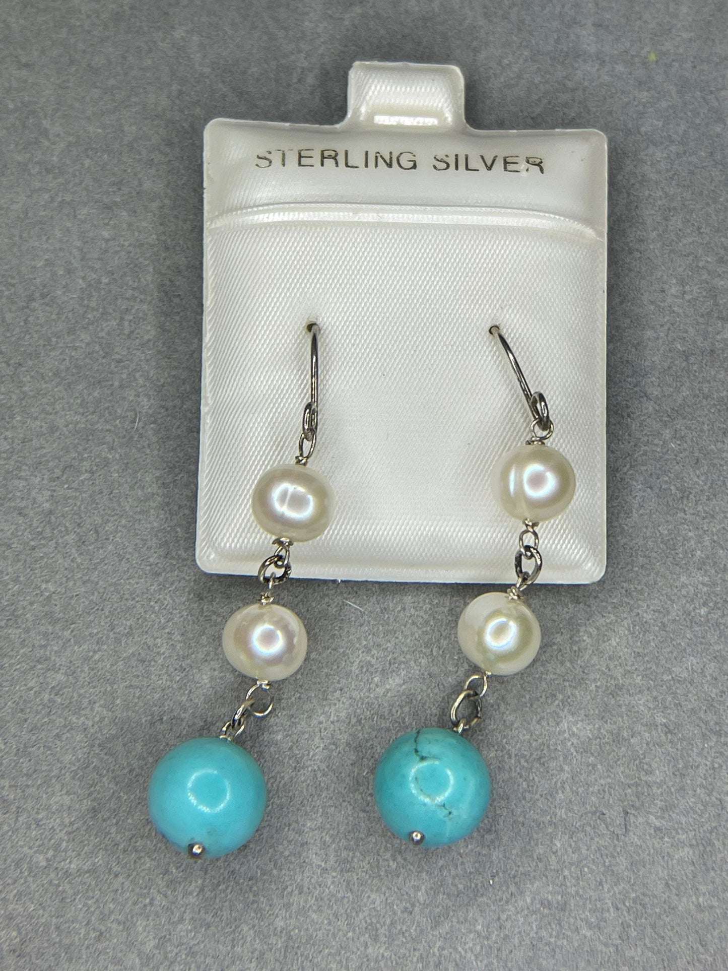 Handmade Turquoise Marcasite Aquamarine Coral & Pearl Sterling Silver Necklace And Earrings Set