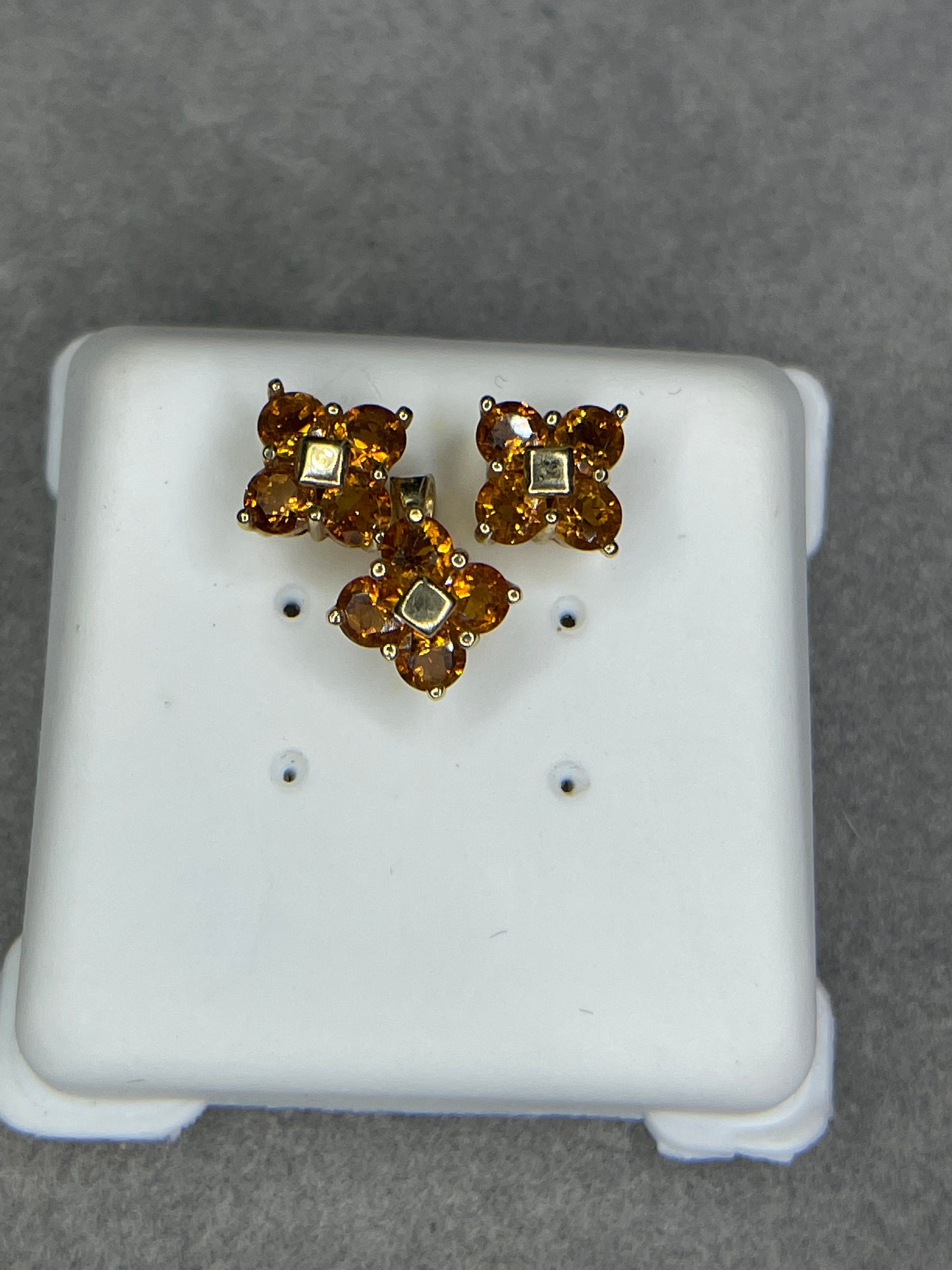 Petite Madeira Citrine 14k Earring and Pendant Set